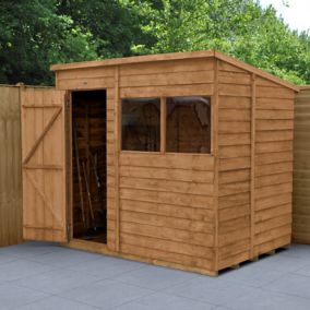 Forest Garden Overlap 7x5 ft Pent Wooden Shed with floor & 2 windows - Assembly service included
