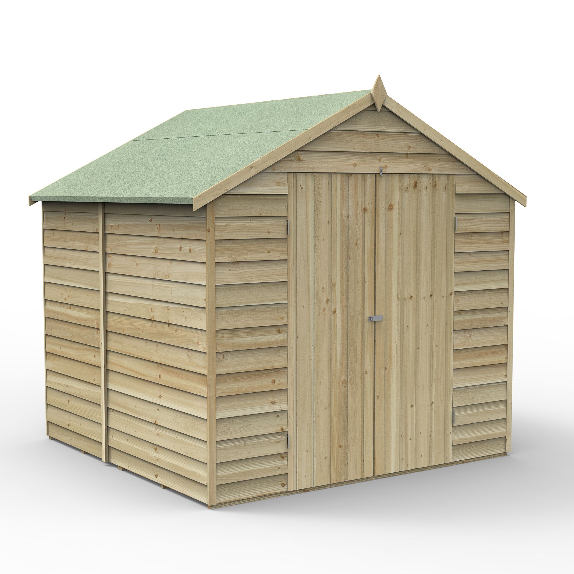 Forest Garden Overlap 7x7 ft Apex Wooden 2 door Shed with floor - Assembly service included