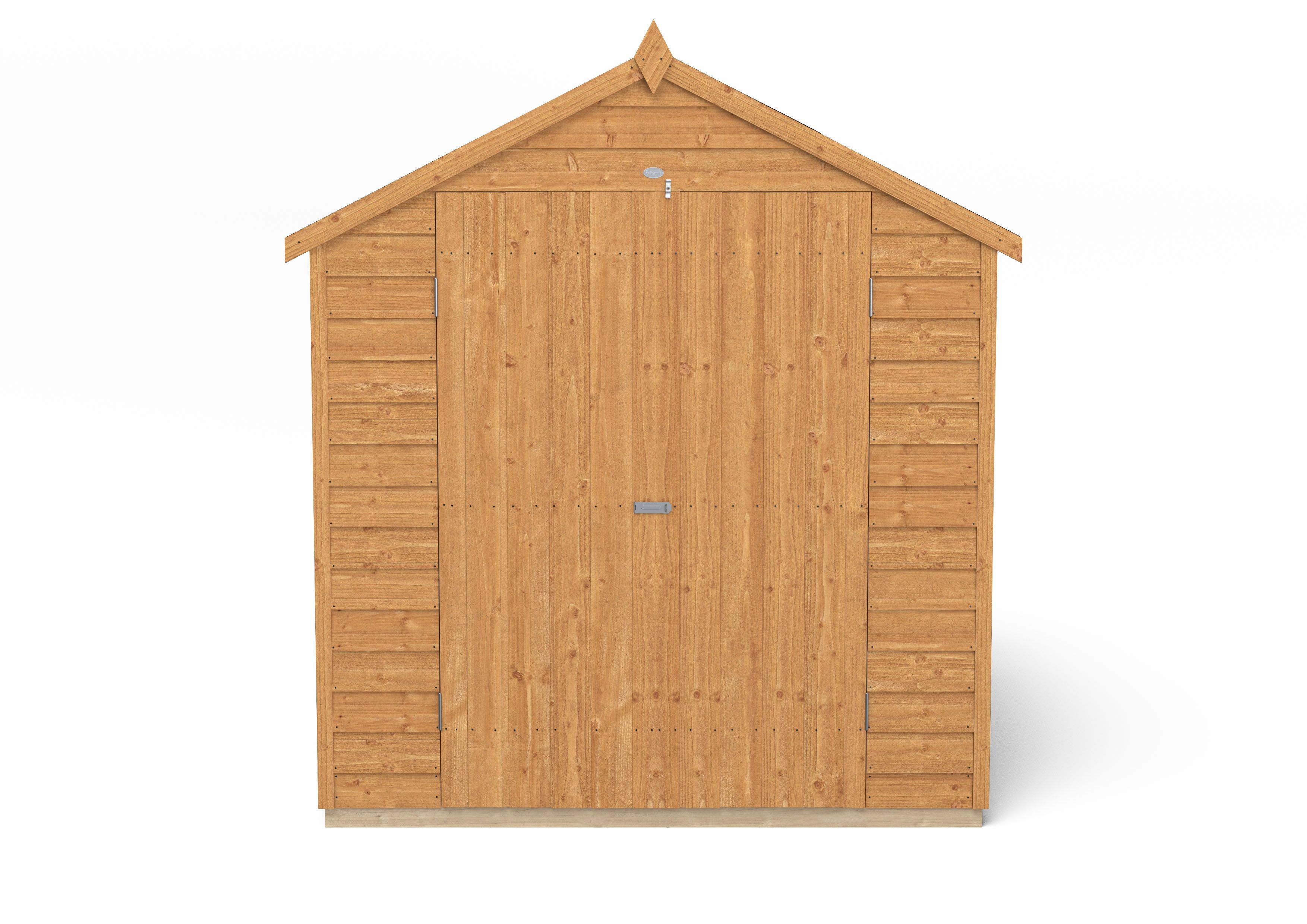 Forest Garden Overlap 8x6 ft Apex Wooden Dip treated 2 door Shed with floor & 2 windows - Assembly service included