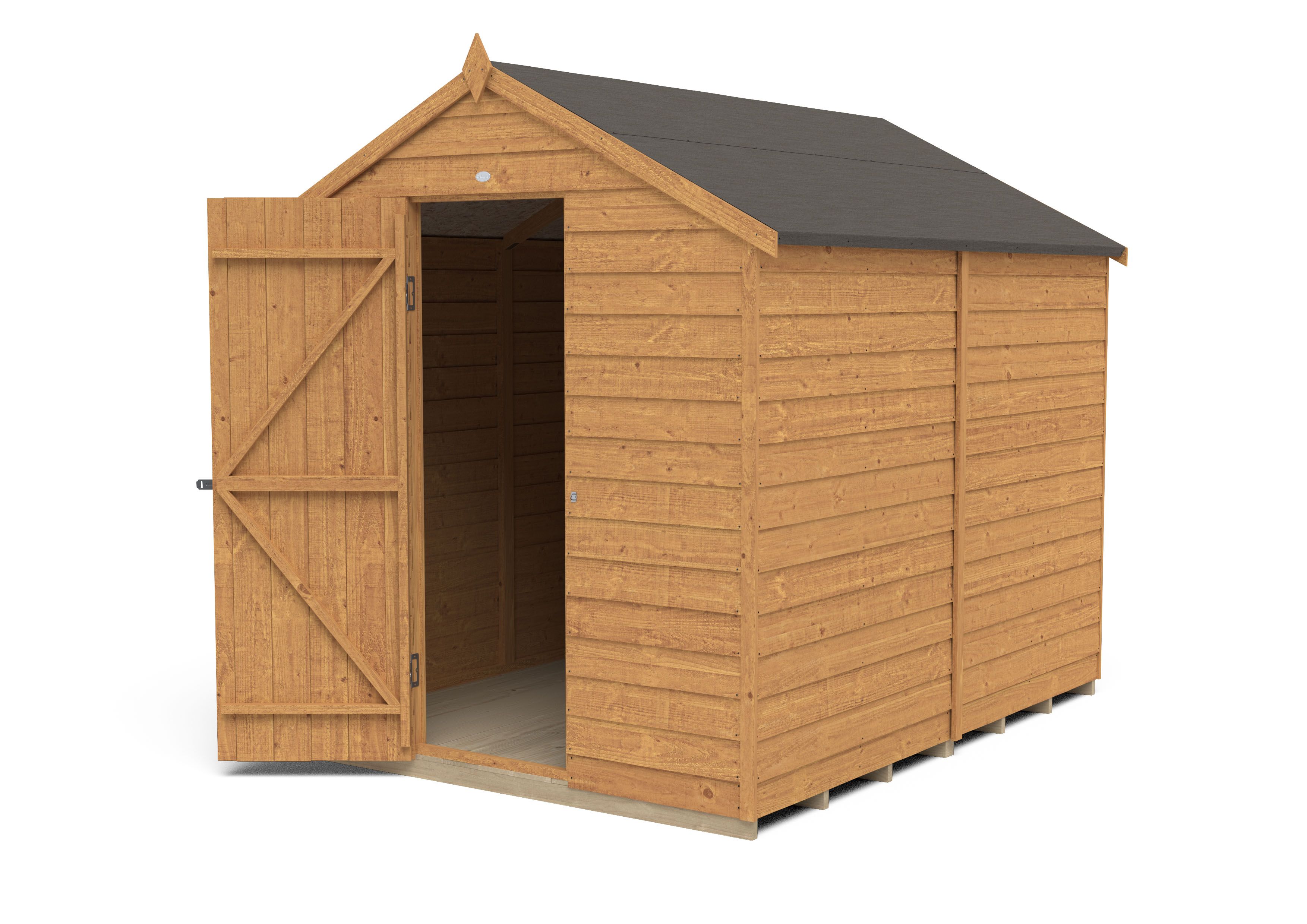 Forest Garden Overlap 8x6 ft Apex Wooden Dip treated Shed with floor - Assembly service included