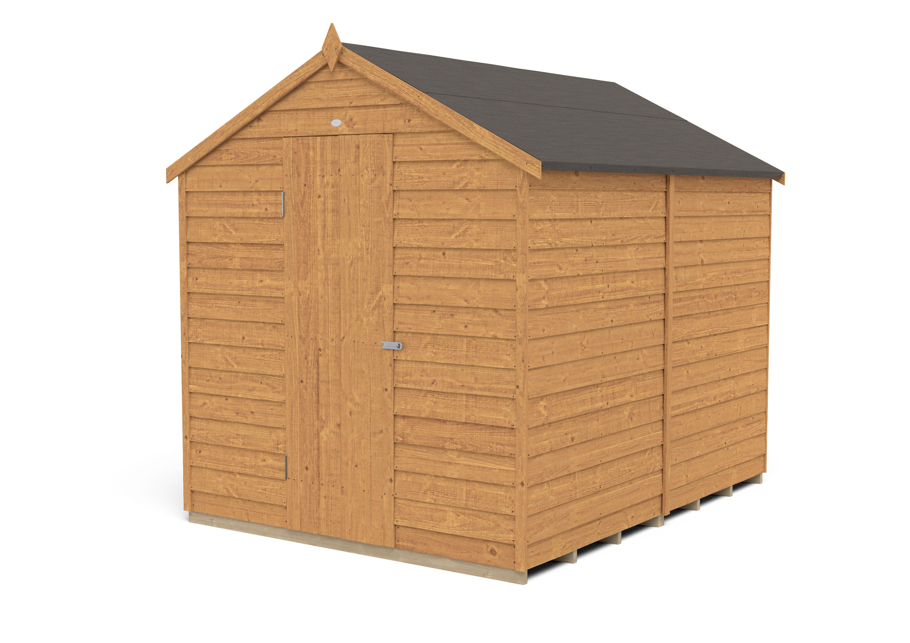 Forest Garden Overlap 8x6 ft Apex Wooden Dip treated Shed with floor (Base included)