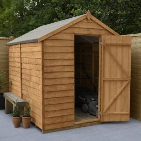 Forest Garden Overlap 8x6 ft Apex Wooden Dip treated Shed with floor