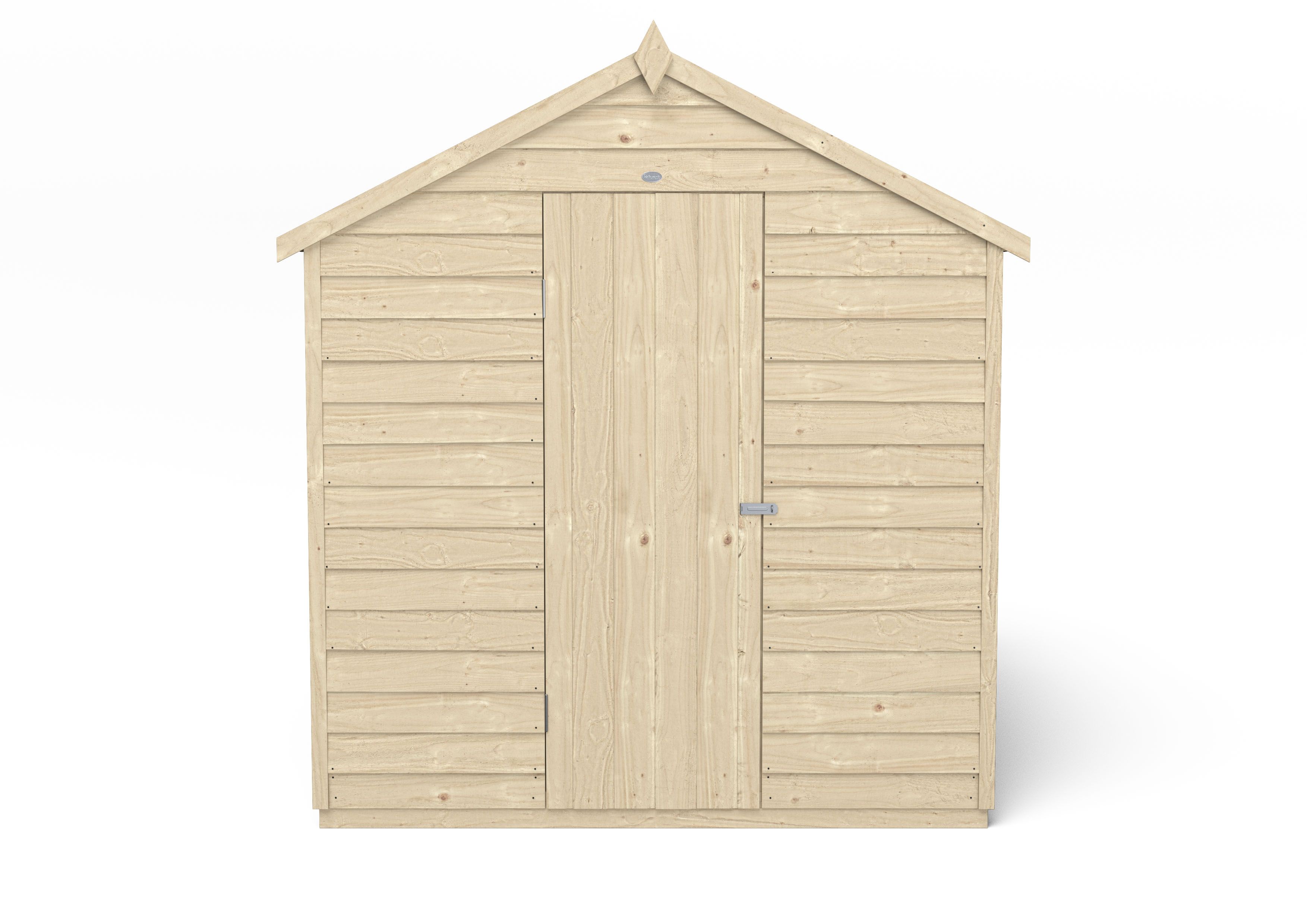 Forest Garden Overlap 8x6 ft Apex Wooden Pressure treated Shed with floor & 2 windows (Base included) - Assembly service included
