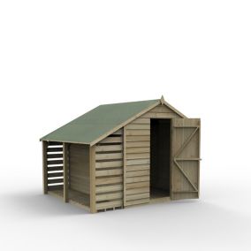 Forest Garden Overlap 8x6 ft Apex Wooden Pressure treated Shed with floor & 2 windows