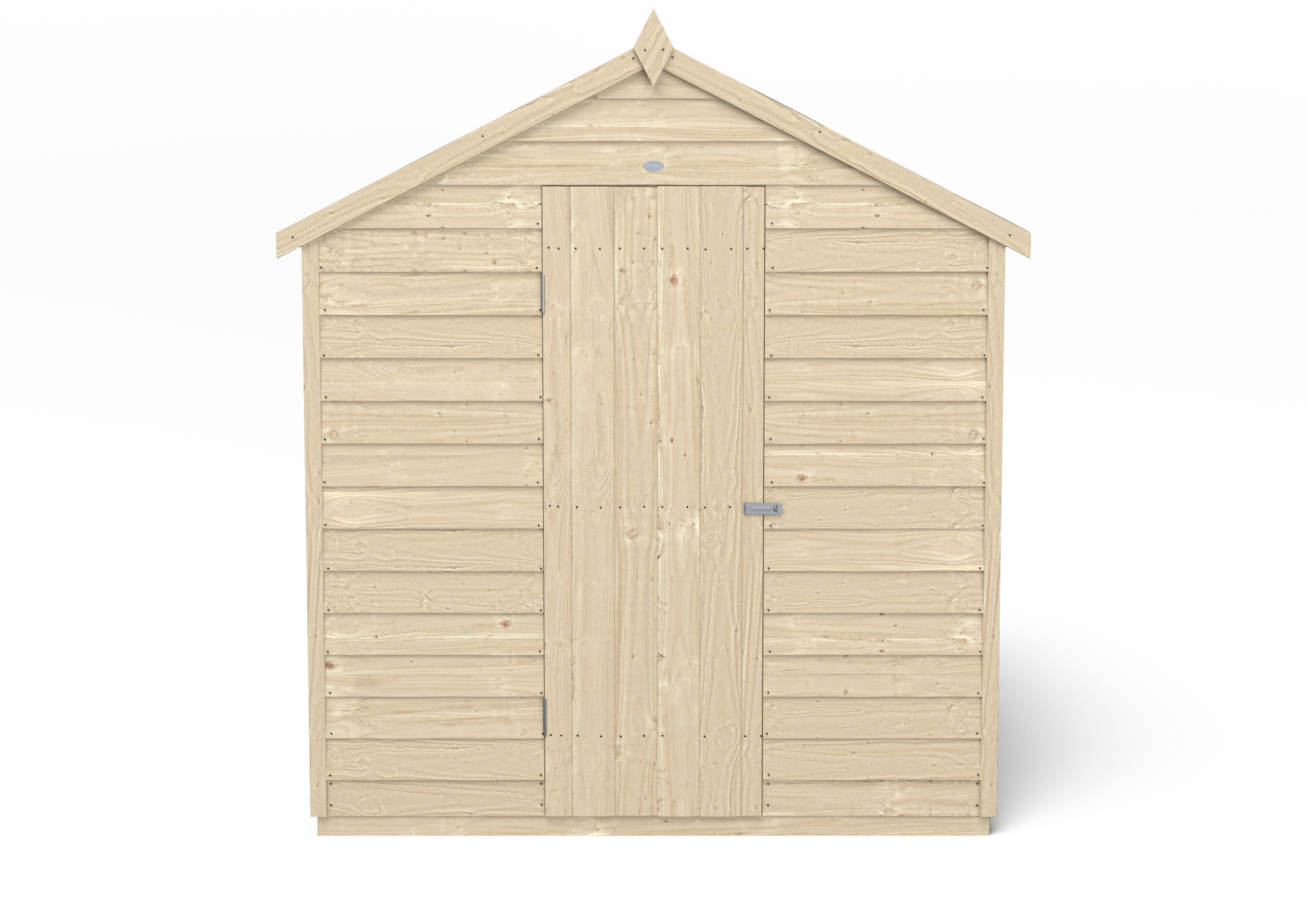 Forest Garden Overlap 8x6 ft Apex Wooden Pressure treated Shed with floor (Base included)