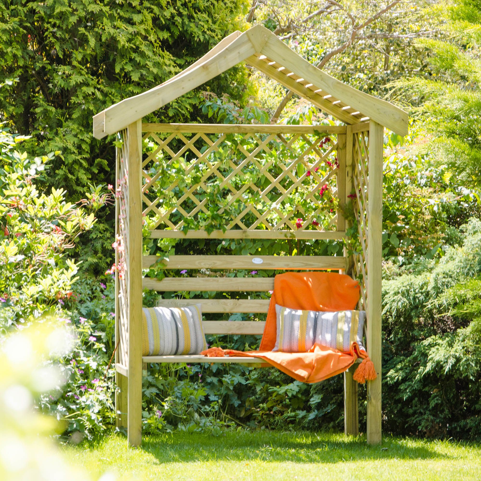 Forest Garden Parisienne Arbour, (H)2120mm (W)1540mm (D)660mm - Assembly required