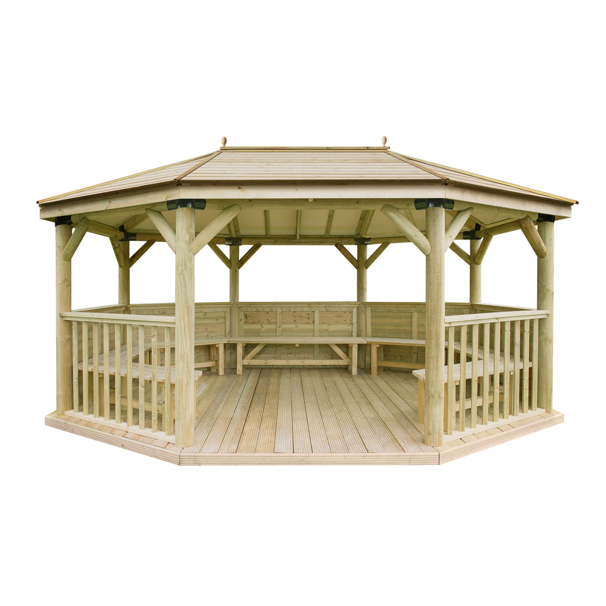 Forest Garden Premium furnished Octagonal Gazebo, (W)5.27m (D)3.78m with Floor included