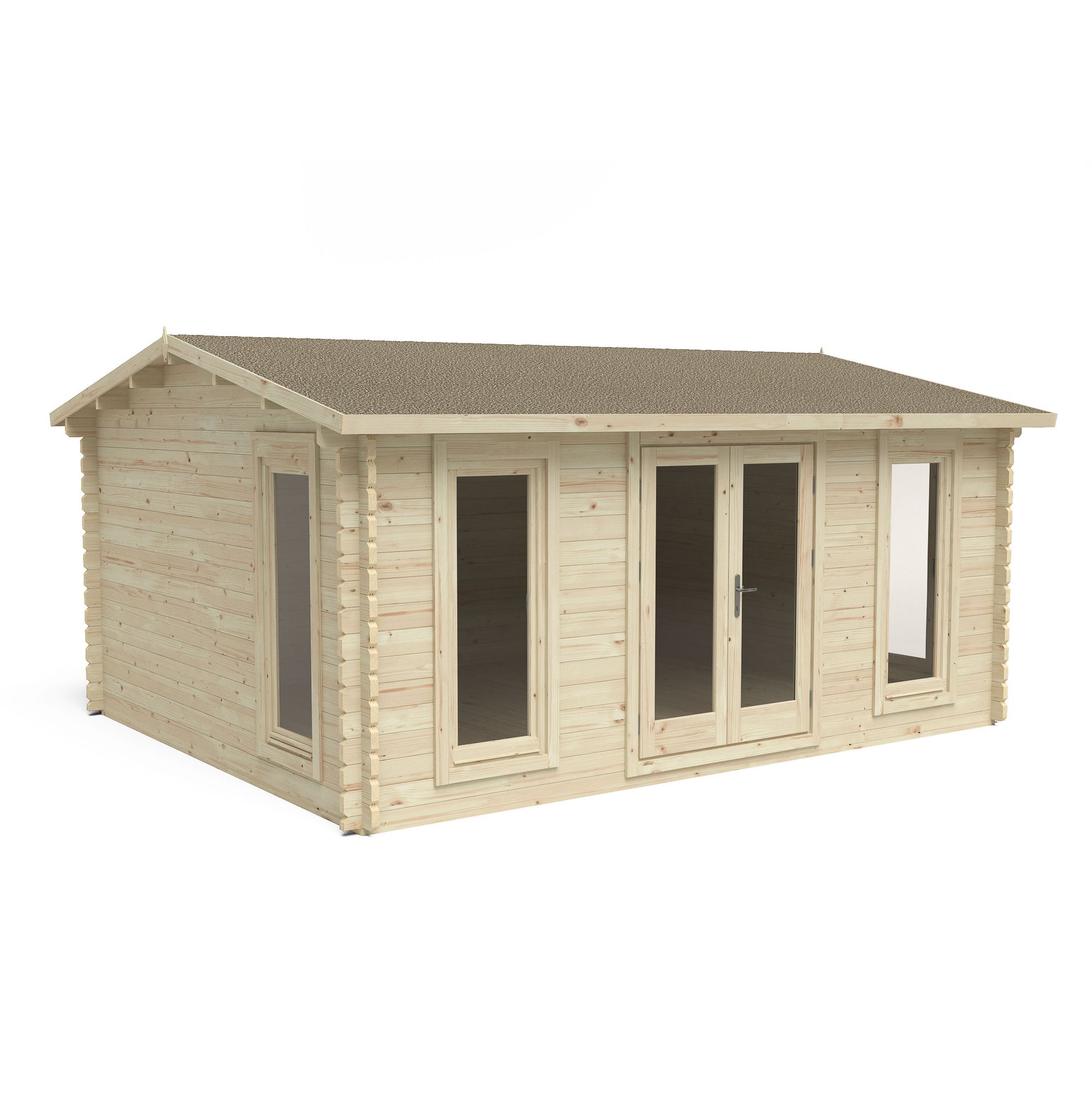 Forest Garden Rushock 5x4 ft Toughened glass with Double door Apex Solid wood Cabin