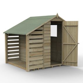 Forest Garden Shed Overlap 8x6 ft Apex Wooden Pressure treated 2 door Shed with floor & 2 windows - Assembly service included
