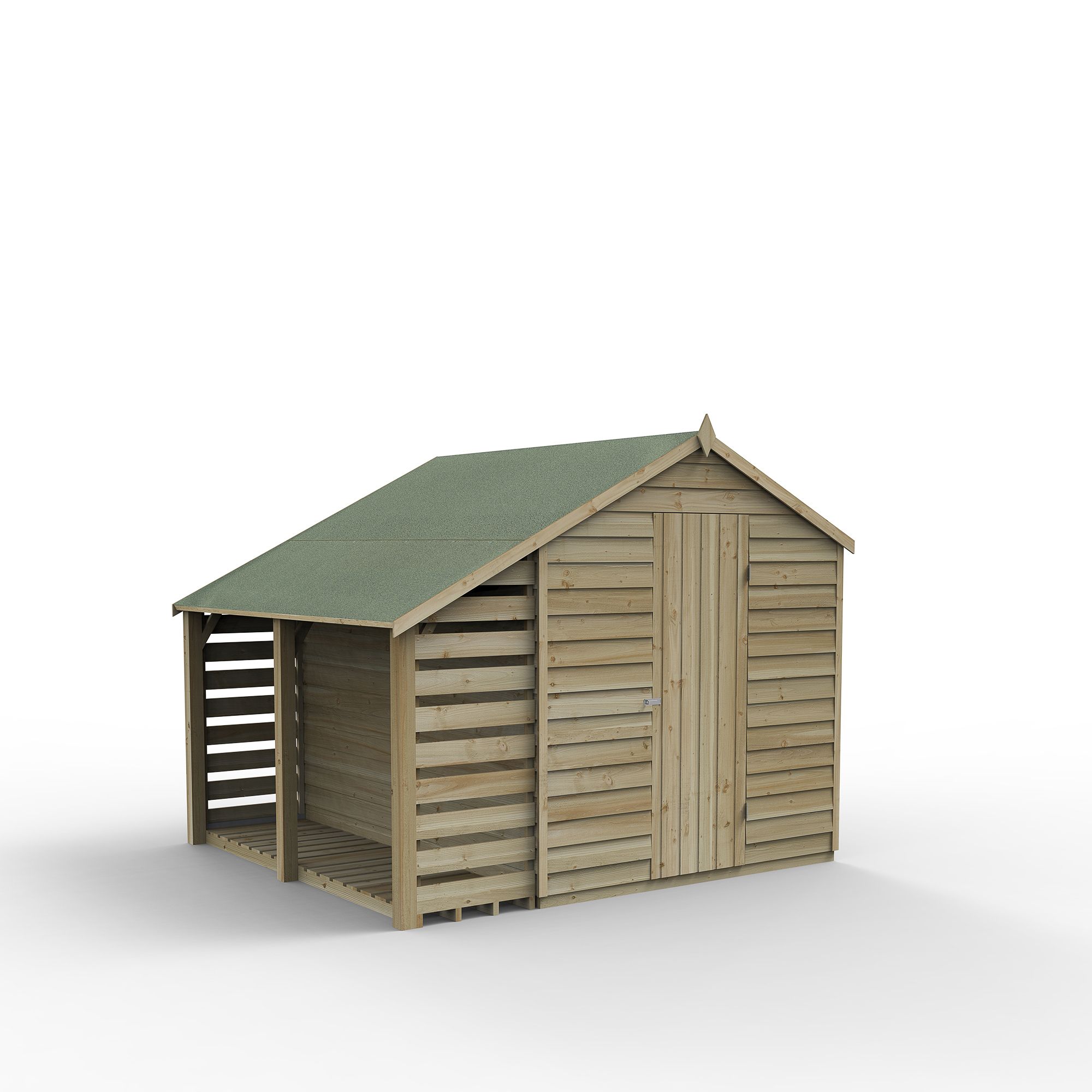 Forest Garden Shed Overlap 8x6 ft Apex Wooden Pressure treated Shed with floor & 2 windows