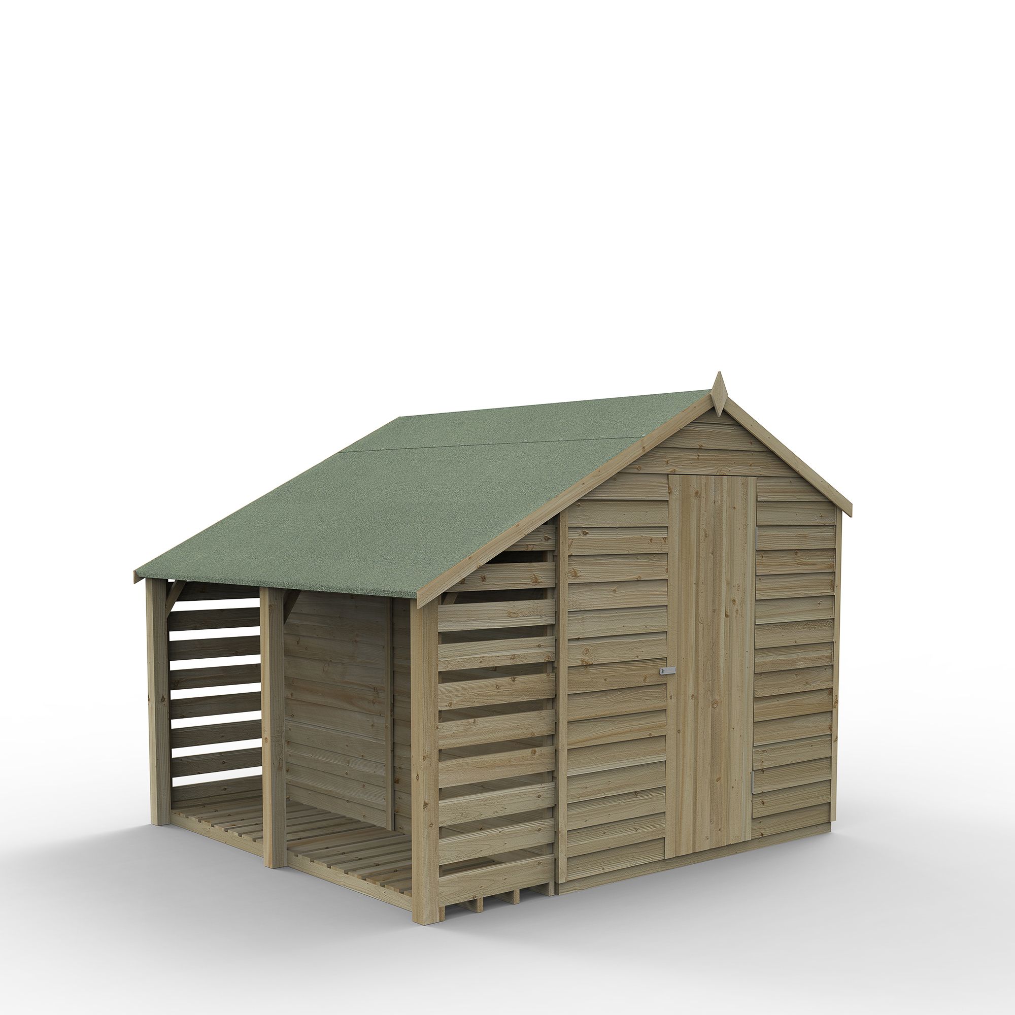 Forest Garden Shed Overlap 8x6 ft Apex Wooden Pressure treated Shed with floor & 2 windows
