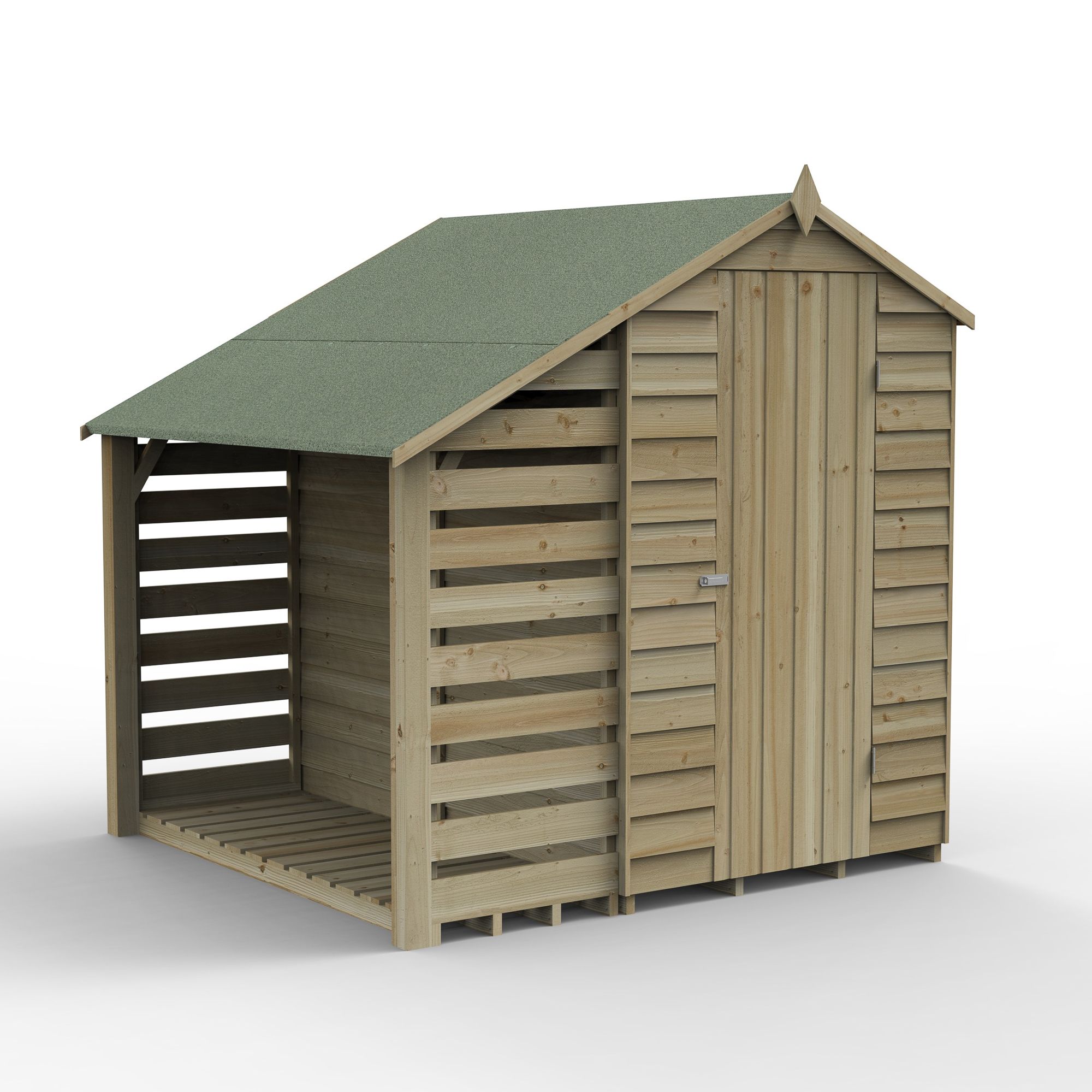 Forest Garden Shed Overlap 8x6 ft Apex Wooden Pressure treated Shed with floor
