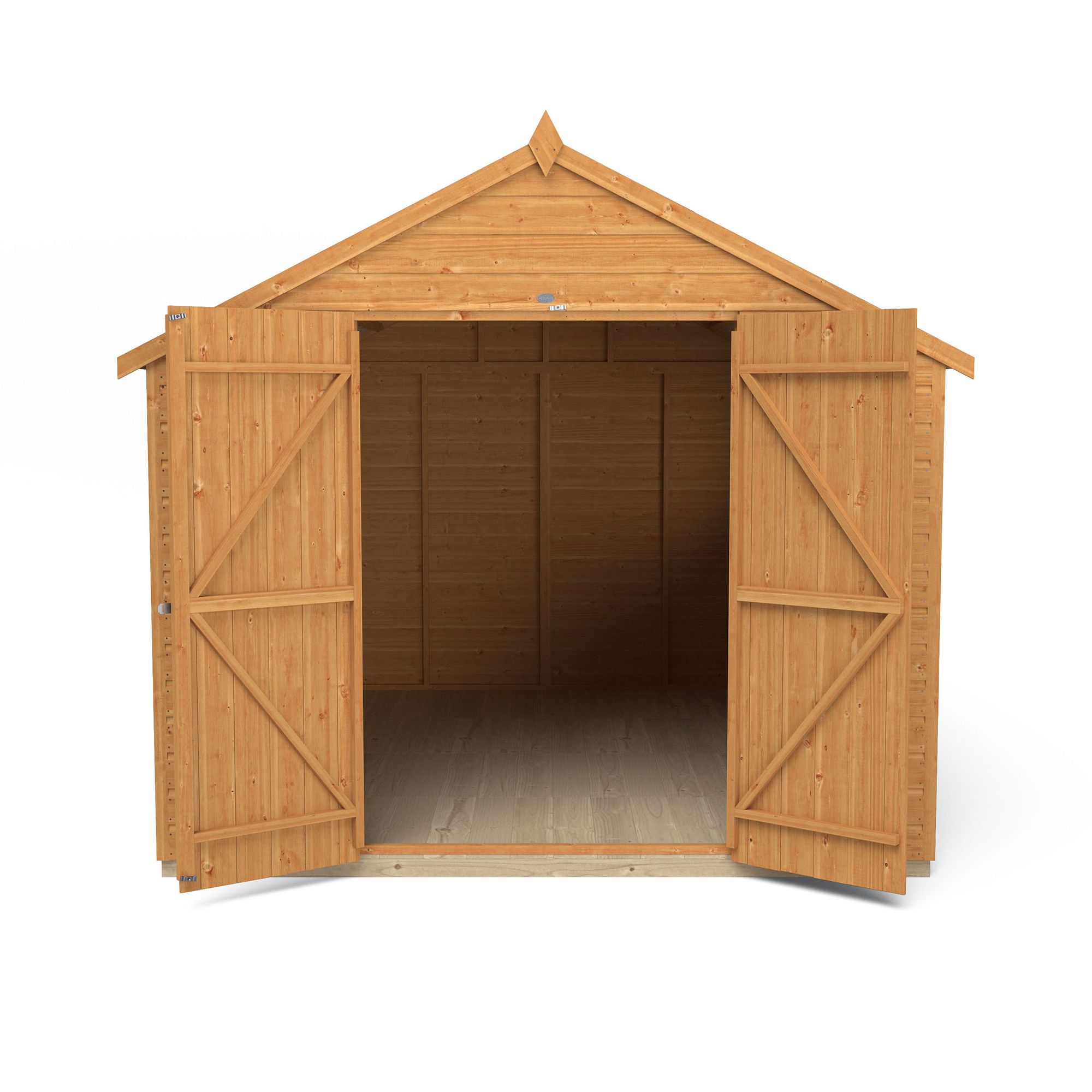 Forest Garden Shiplap 10x8 ft Apex Wooden 2 door Shed with floor & 4 windows - Assembly service included