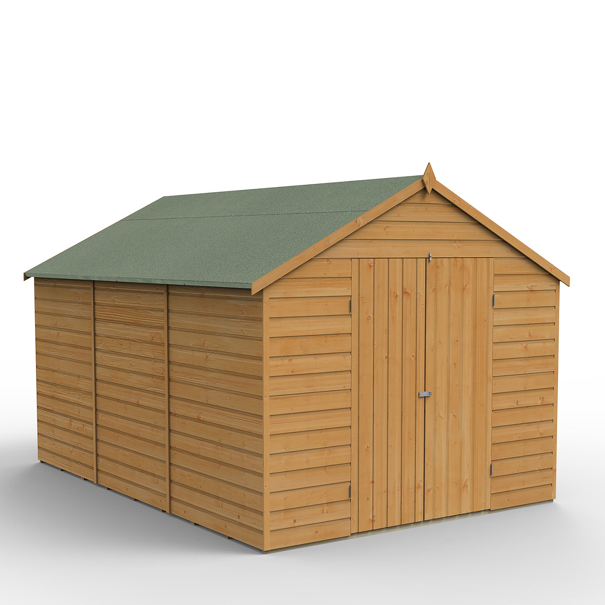 Forest Garden Shiplap 12x8 ft Apex Wooden 2 door Shed with floor - Assembly service included