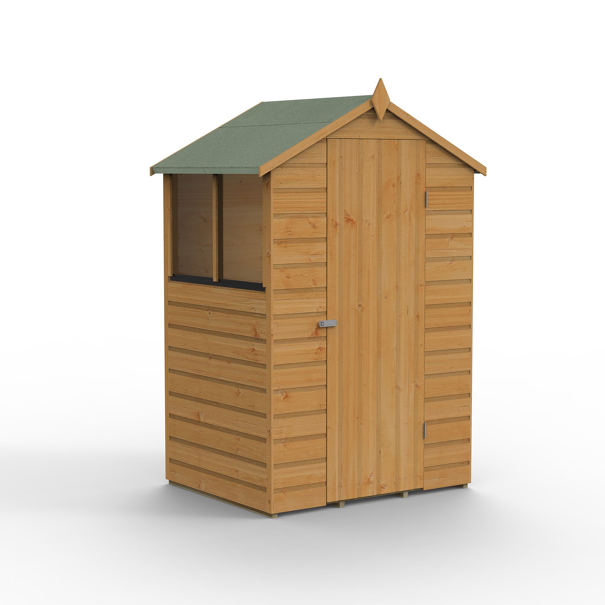 Forest Garden Shiplap 4x3 ft Apex Wooden Shed with floor & 2 windows - Assembly service included