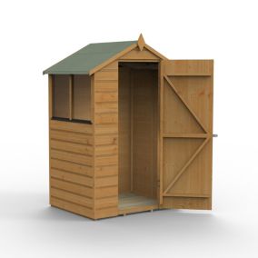 Forest Garden Shiplap 4x3 ft Apex Wooden Shed with floor & 2 windows