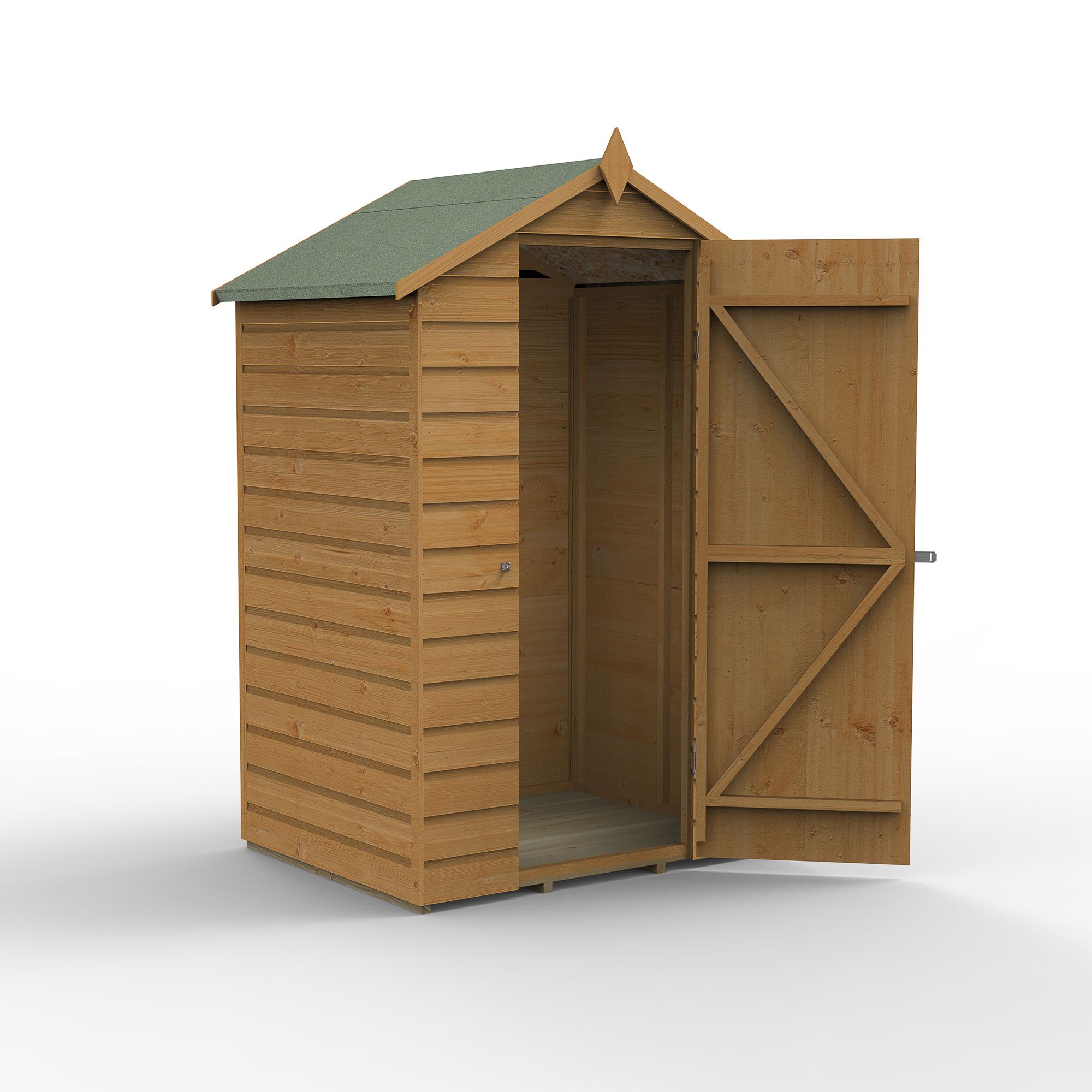 Forest Garden Shiplap 4x3 ft Apex Wooden Shed with floor (Base included) - Assembly service included