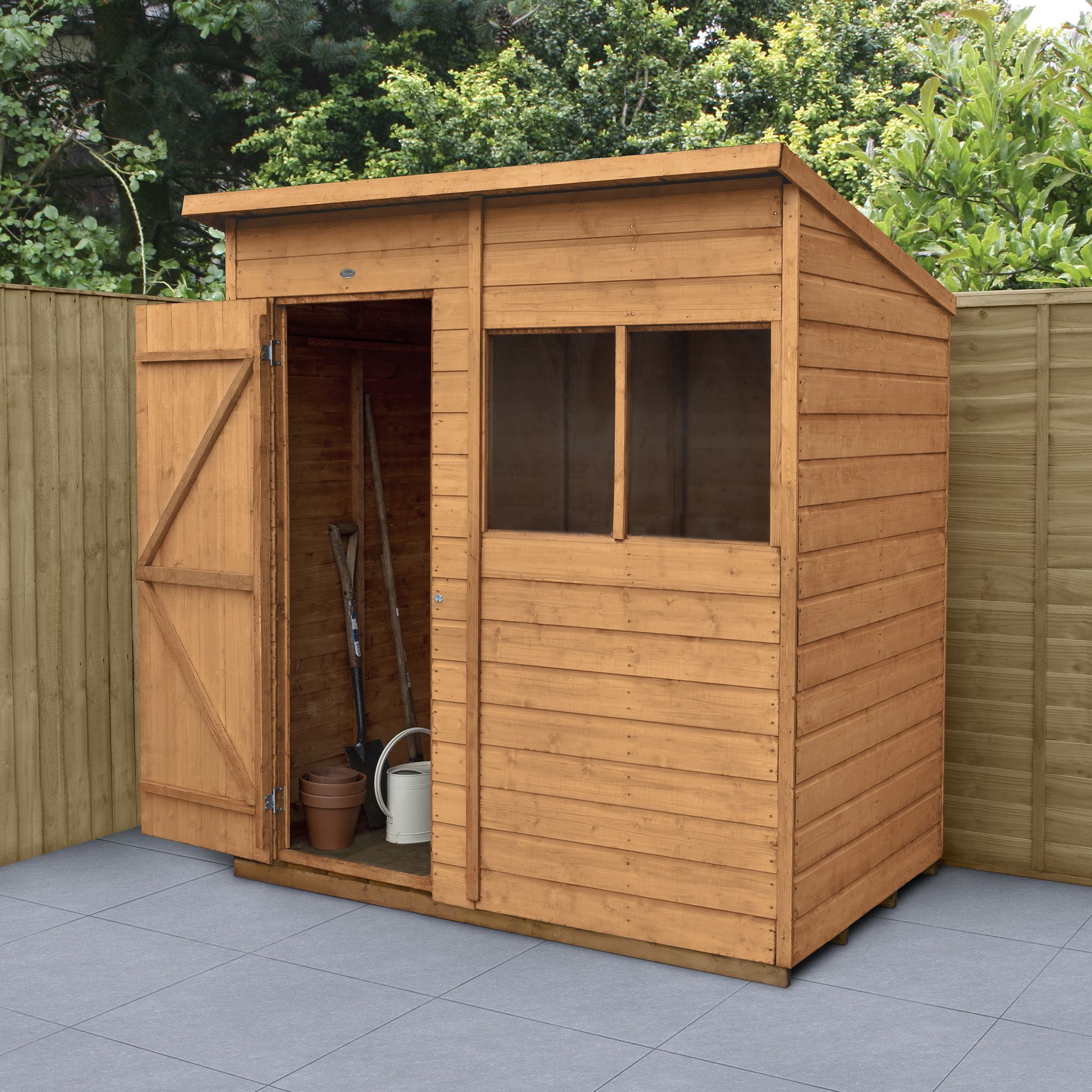 Forest Garden Shiplap 6x4 ft Pent Wooden Shed with floor & 2 windows - Assembly service included