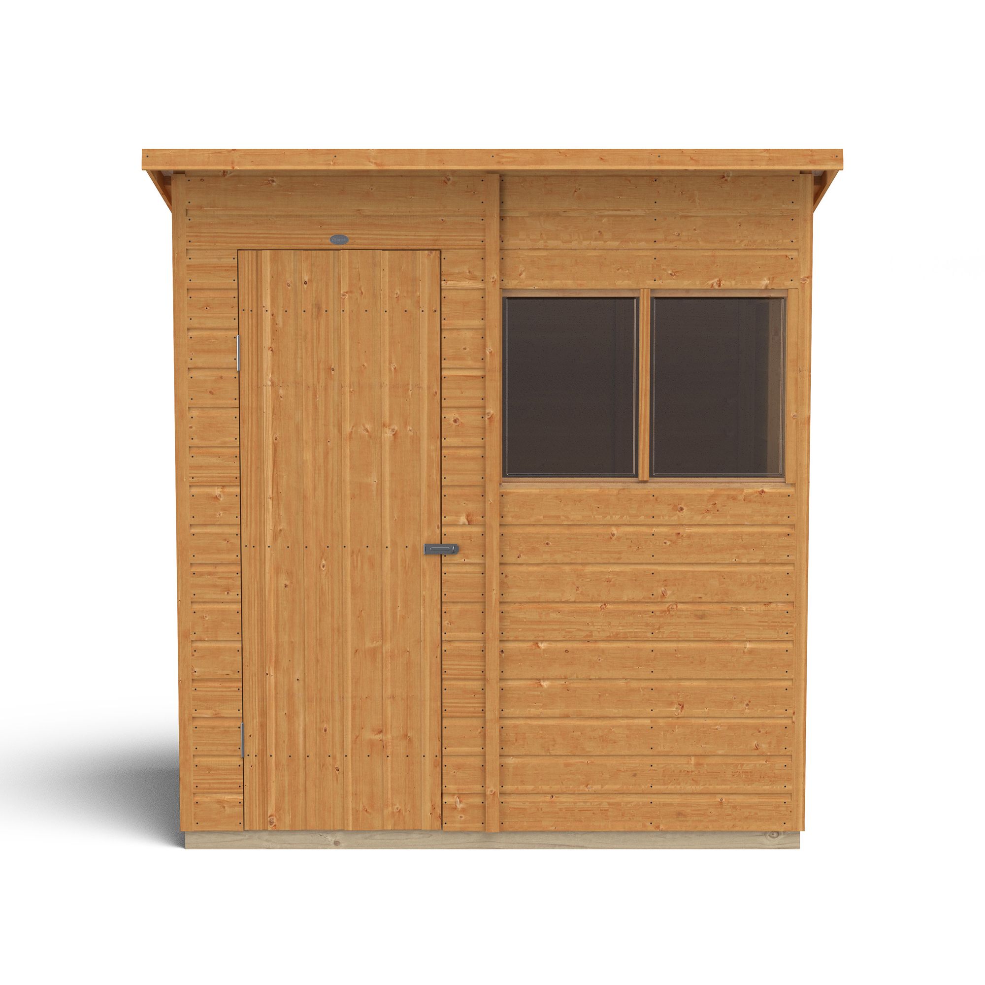 Forest Garden Shiplap 6x4 ft Pent Wooden Shed with floor & 2 windows (Base included)