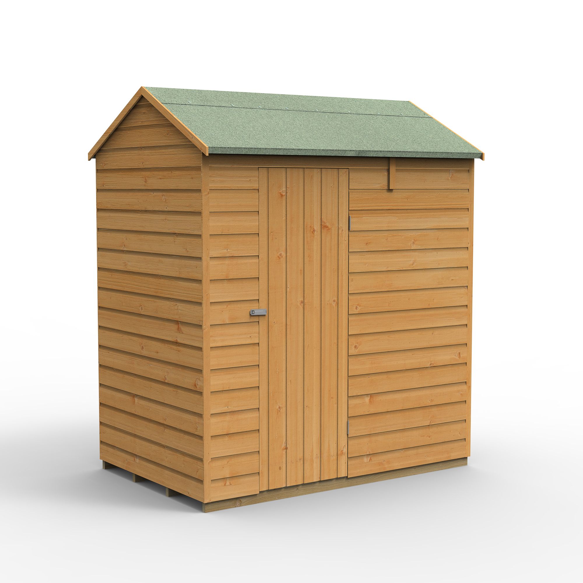 Forest Garden Shiplap 6x4 ft Reverse apex Wooden Shed with floor (Base included)