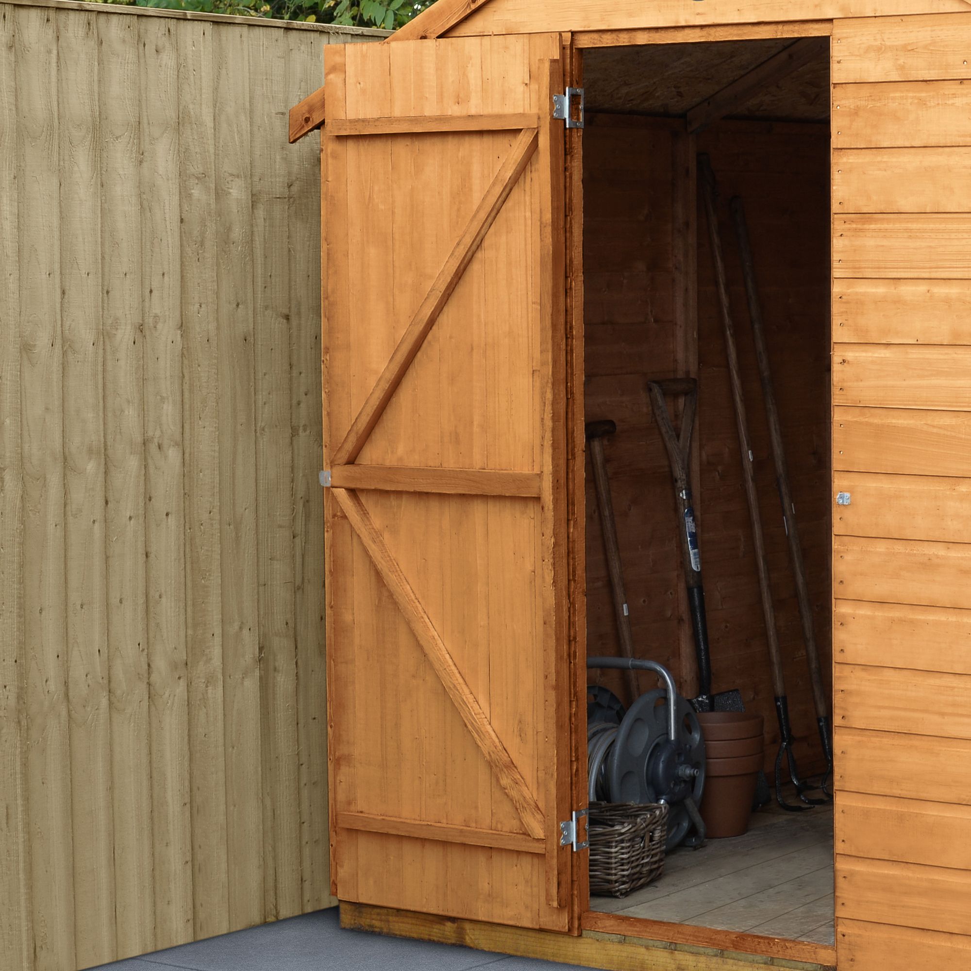 Forest Garden Shiplap 6x4 ft Reverse apex Wooden Shed with floor