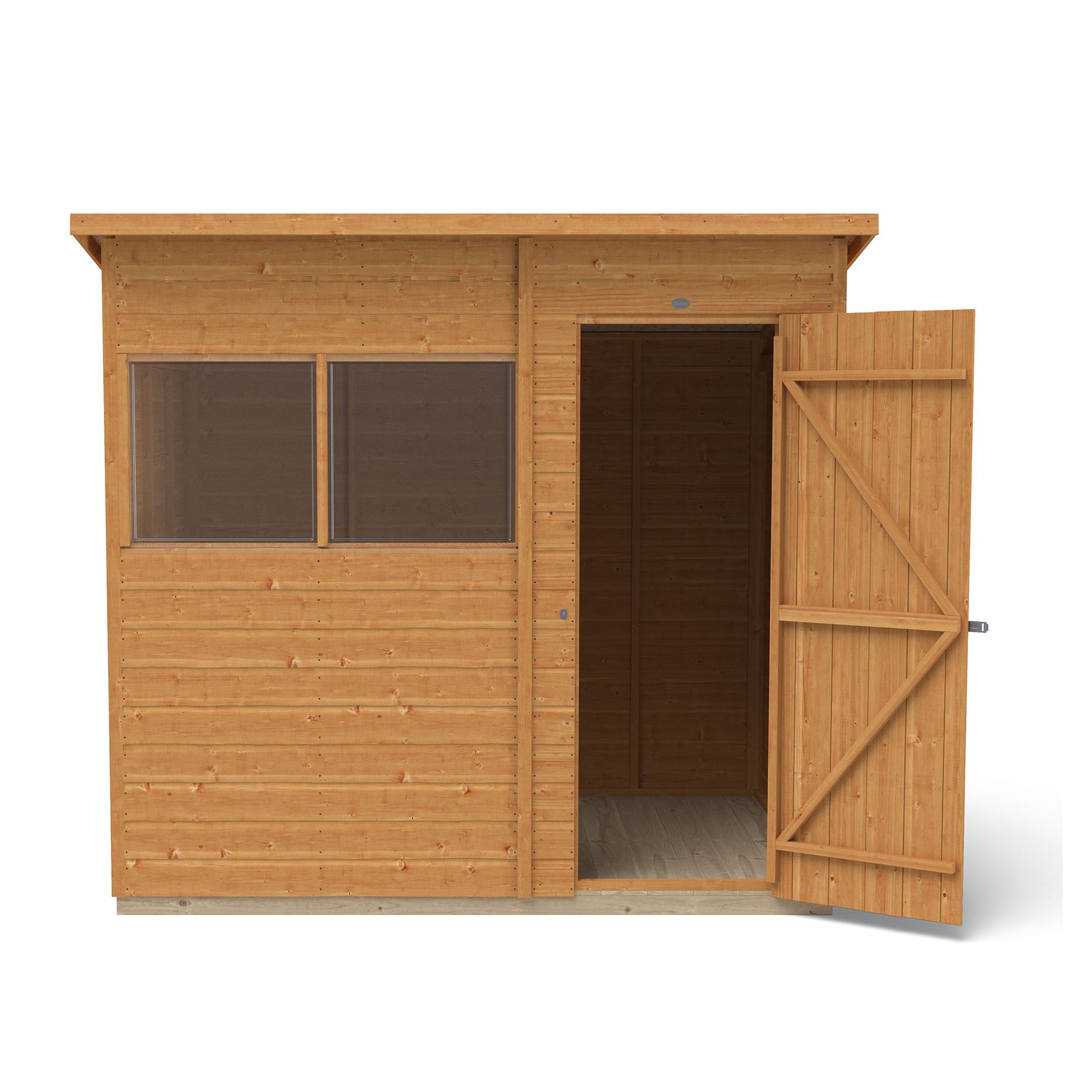 Forest Garden Shiplap 7x5 ft Pent Wooden Shed with floor & 2 windows (Base included) - Assembly service included