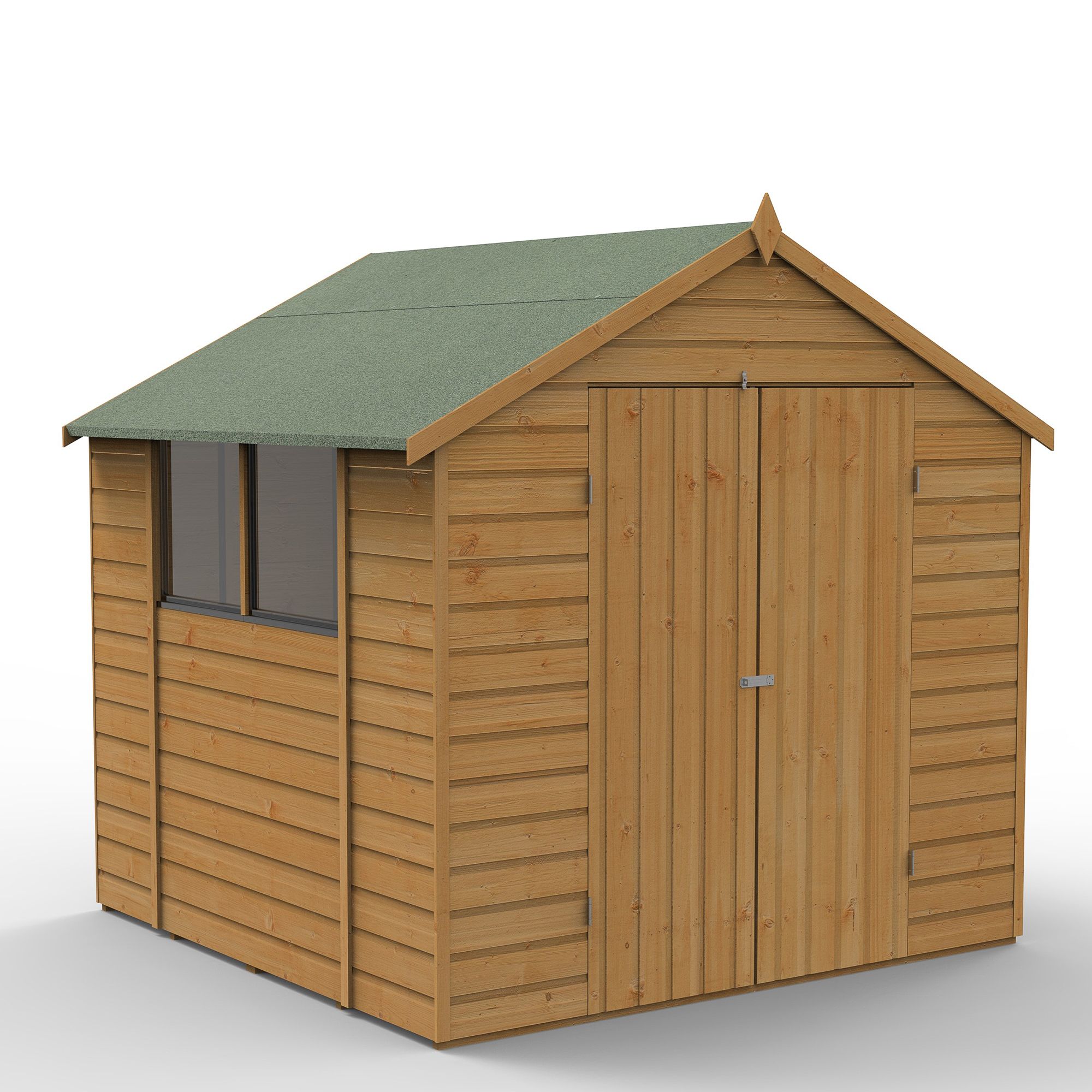 Forest Garden Shiplap 7x7 ft Apex Wooden 2 door Shed with floor & 2 windows (Base included) - Assembly service included