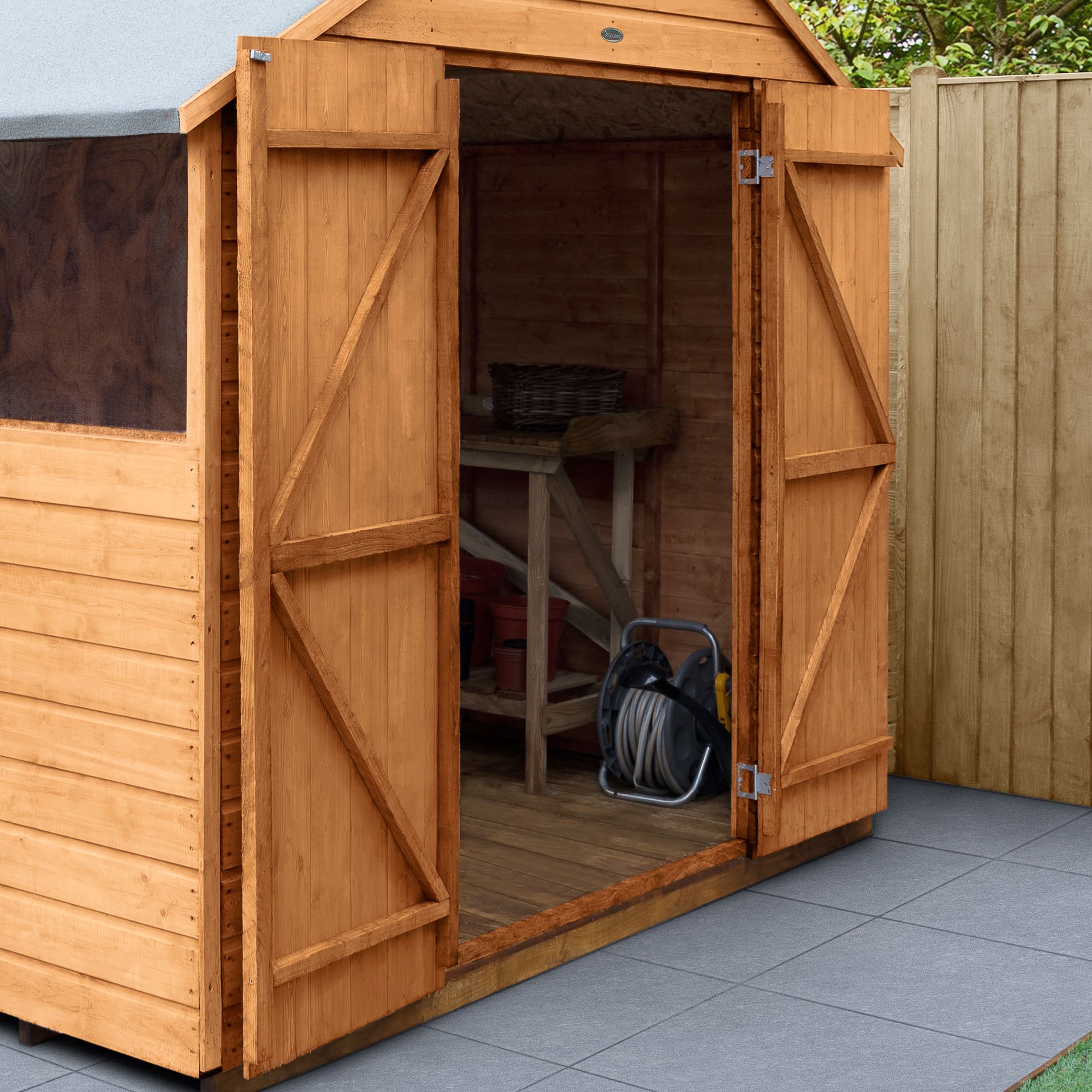 Forest Garden Shiplap 7x7 ft Apex Wooden 2 door Shed with floor (Base included) - Assembly service included
