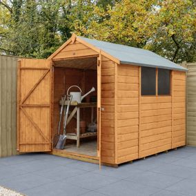 Forest Garden Shiplap 8x6 ft Apex Wooden 2 door Shed with floor & 2 windows (Base included) - Assembly service included
