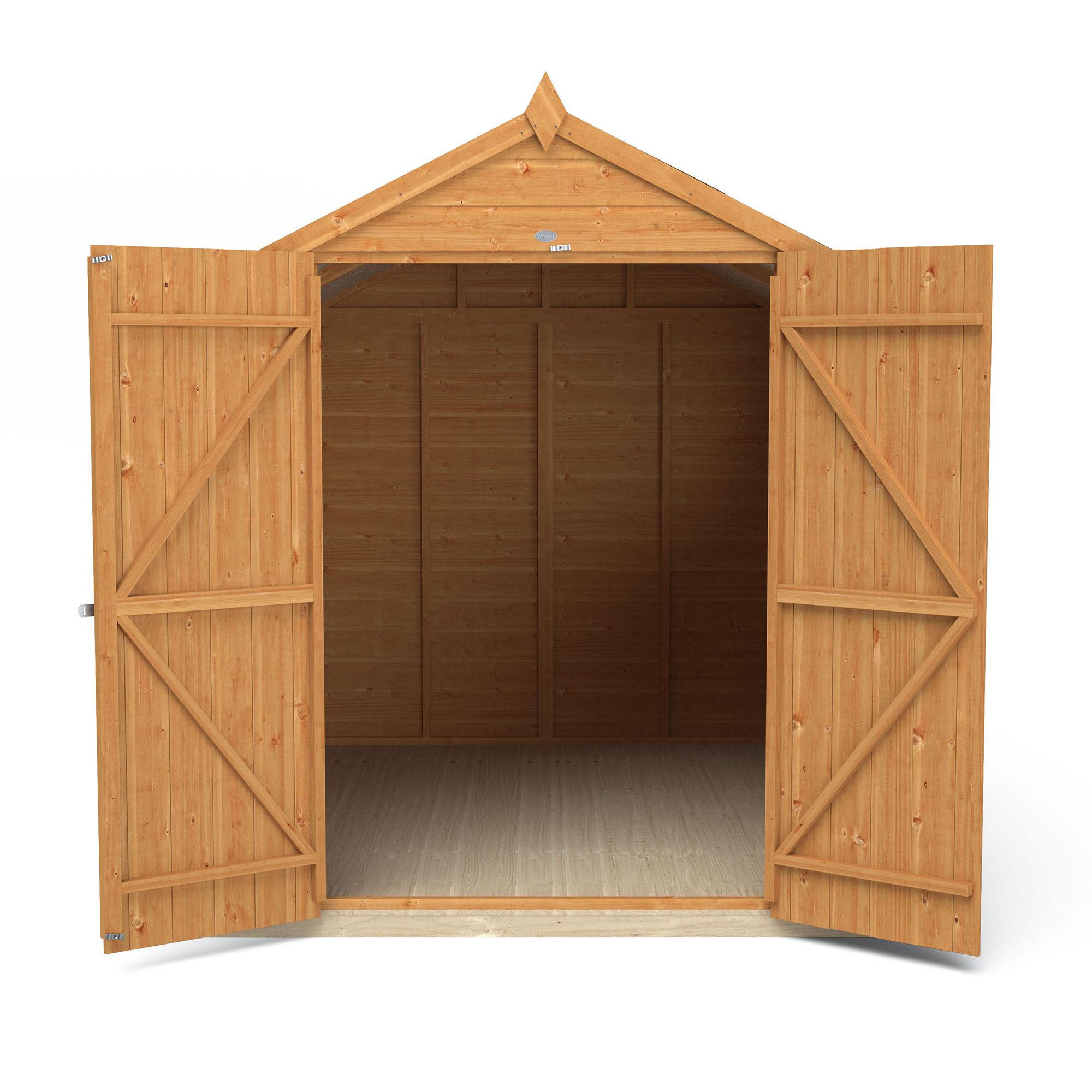 Forest Garden Shiplap 8x6 ft Apex Wooden 2 door Shed with floor & 2 windows (Base included) - Assembly service included