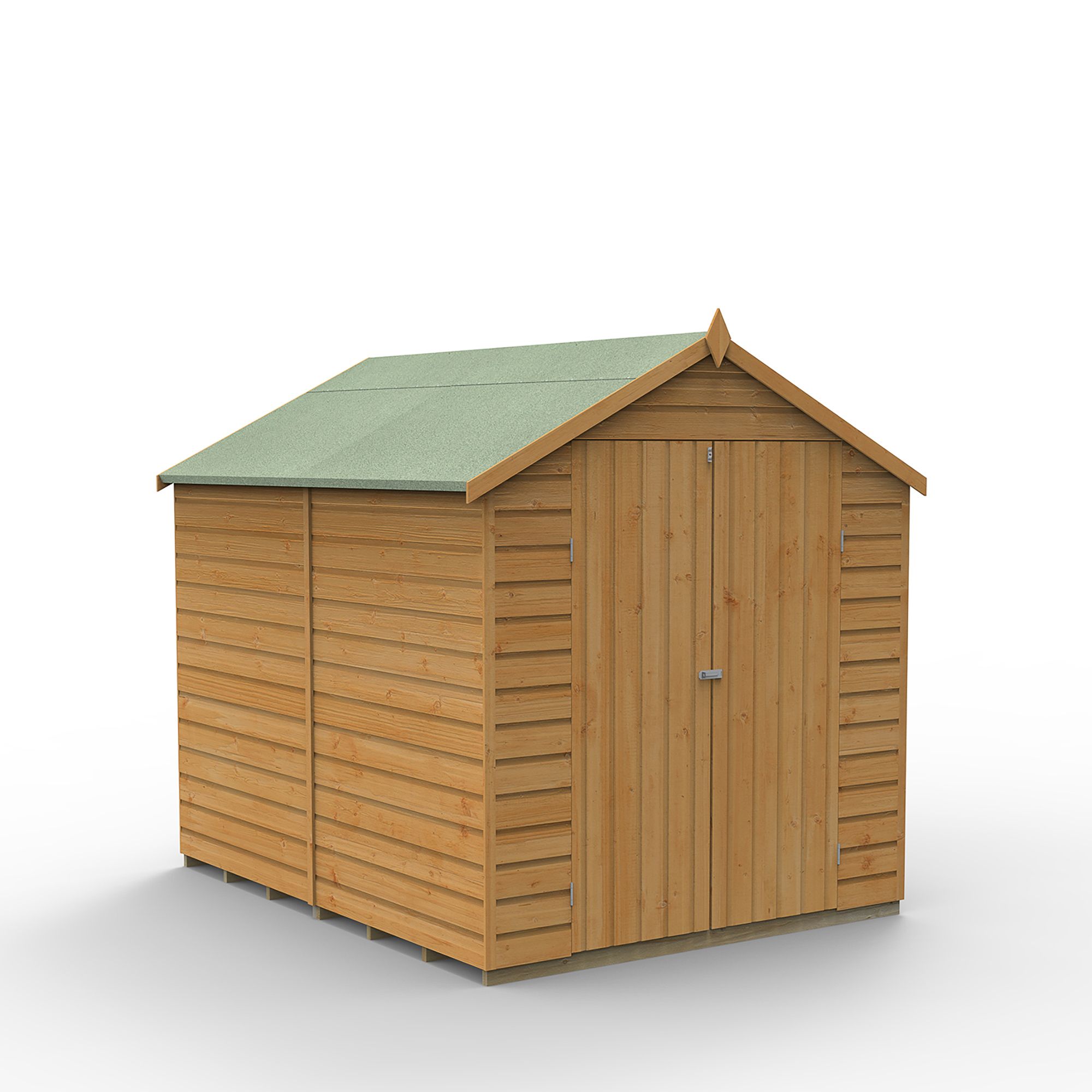 Forest Garden Shiplap 8x6 ft Apex Wooden 2 door Shed with floor - Assembly service included