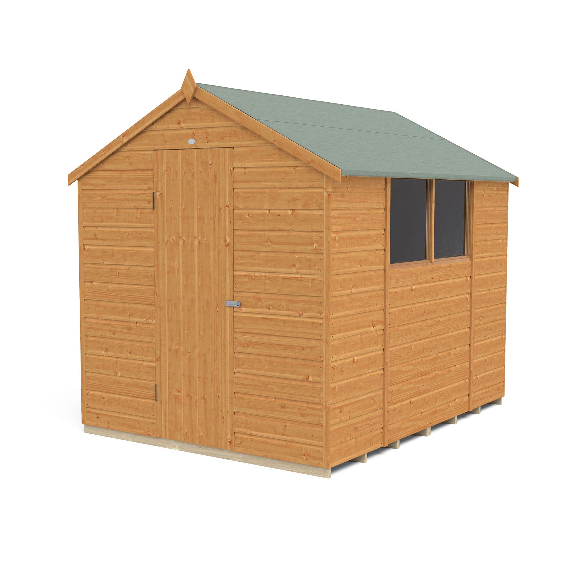 Forest Garden Shiplap 8x6 ft Apex Wooden Shed with floor & 2 windows - Assembly service included