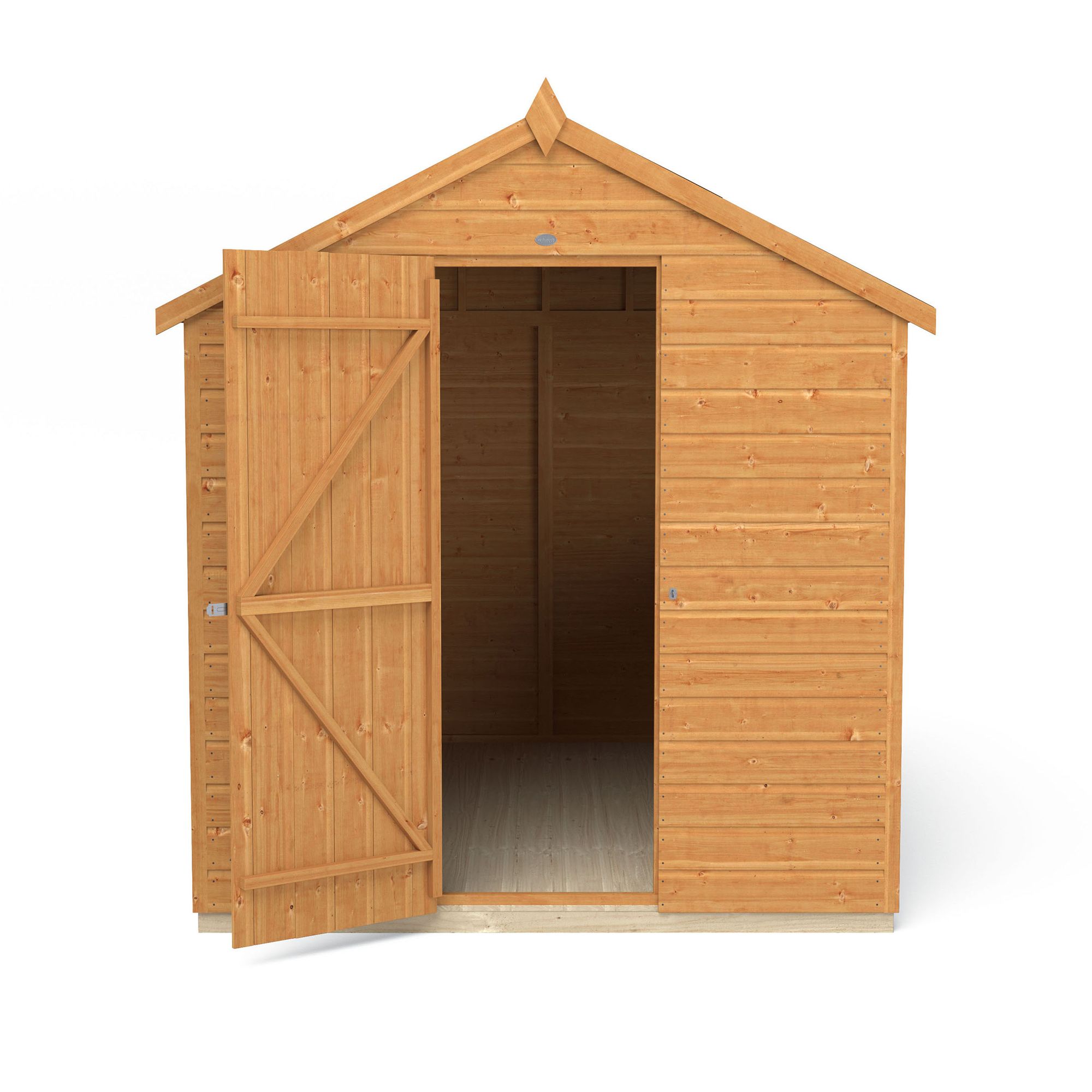 Forest Garden Shiplap 8x6 ft Apex Wooden Shed with floor & 2 windows (Base included)