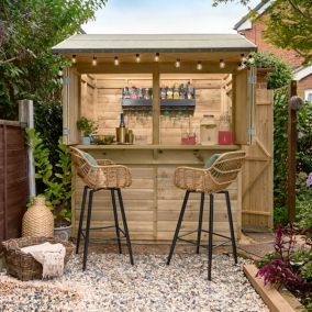 Forest Garden Shiplap garden bar with Single door Reverse apex Wooden Garden bar (H)2360mm x (W)1882mm - Assembly service included