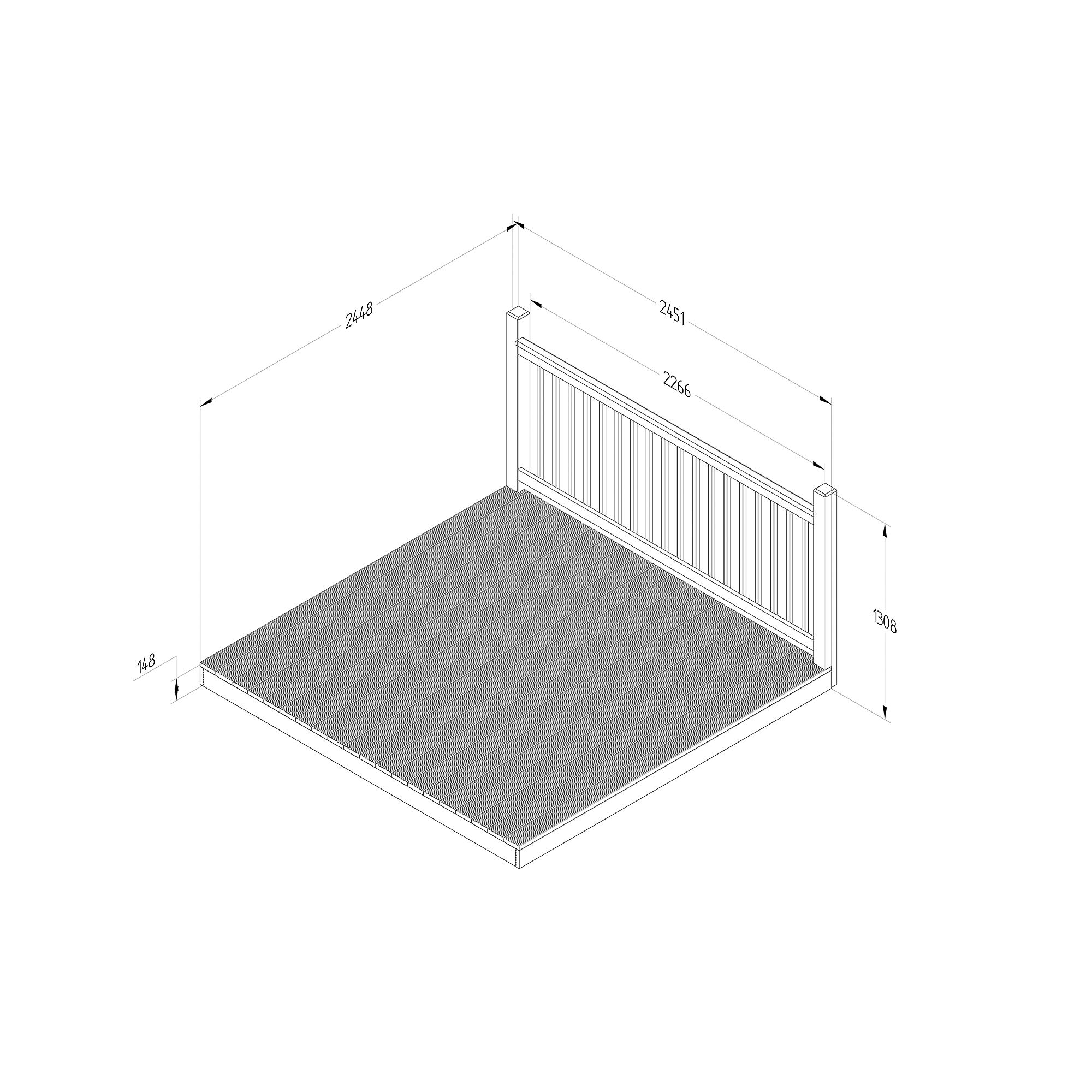 Forest Garden Softwood Decking kit, x1 Balustrade (L) 1.31m x (W) 2.46m