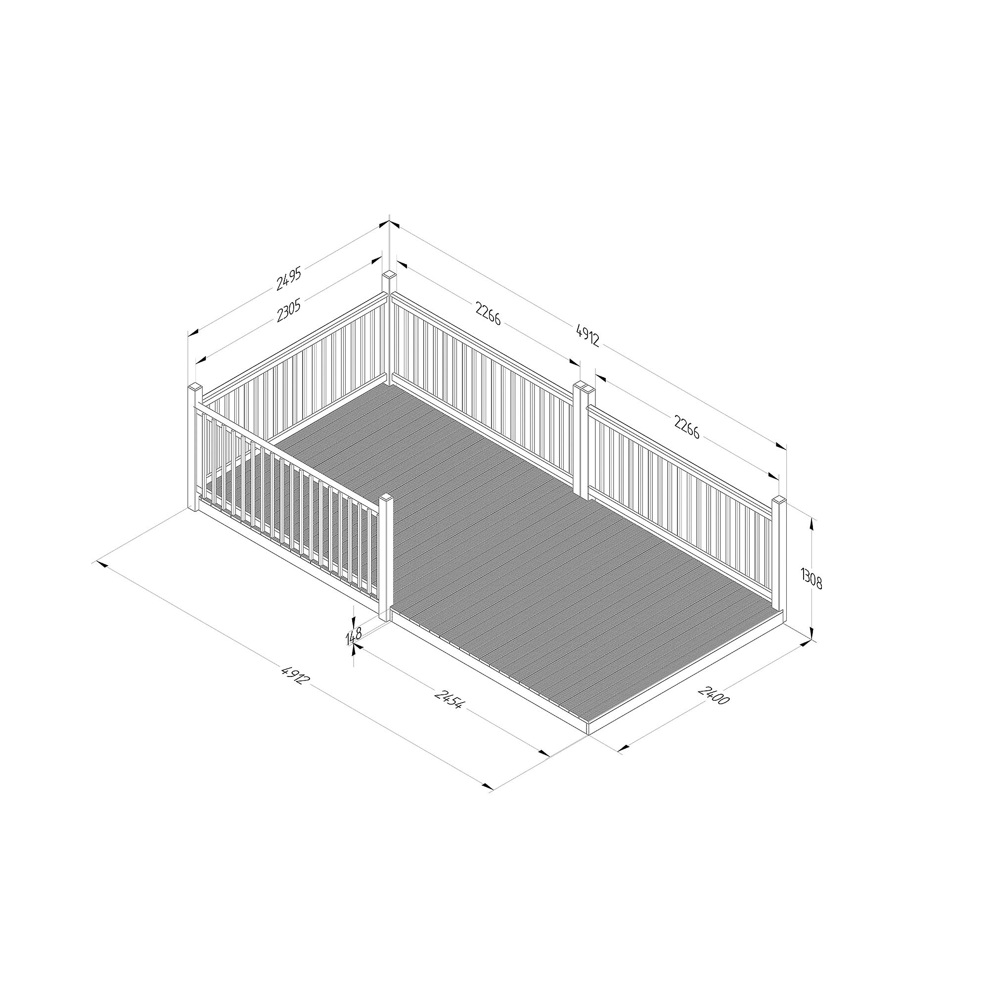 Forest Garden Softwood Decking kit, x4 Balustrade (L) 1.31m x (W) 4.91m