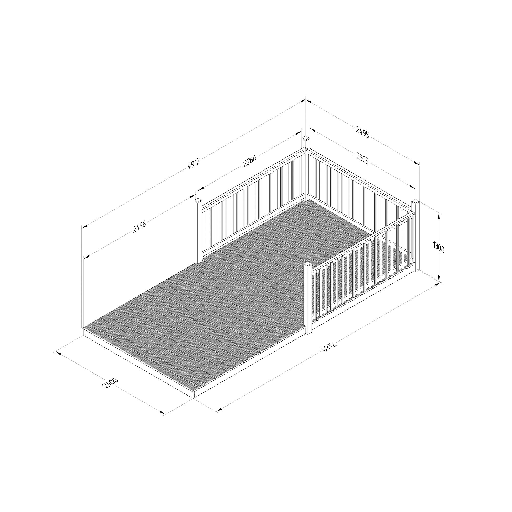 Forest Garden Softwood Decking kit,, x4 Post x2 Balustrade (L) 1.31m x (W) 4.91m