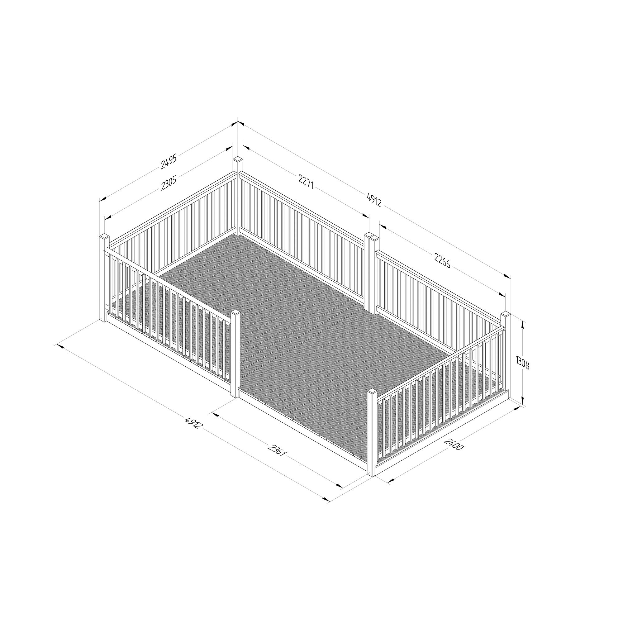 Forest Garden Softwood Decking kit, x5 Balustrade (L) 1.31m x (W) 4.91m