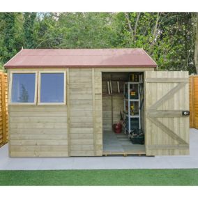 Forest Garden Timberdale 10x6 ft Reverse apex Wooden Shed with floor (Base included)
