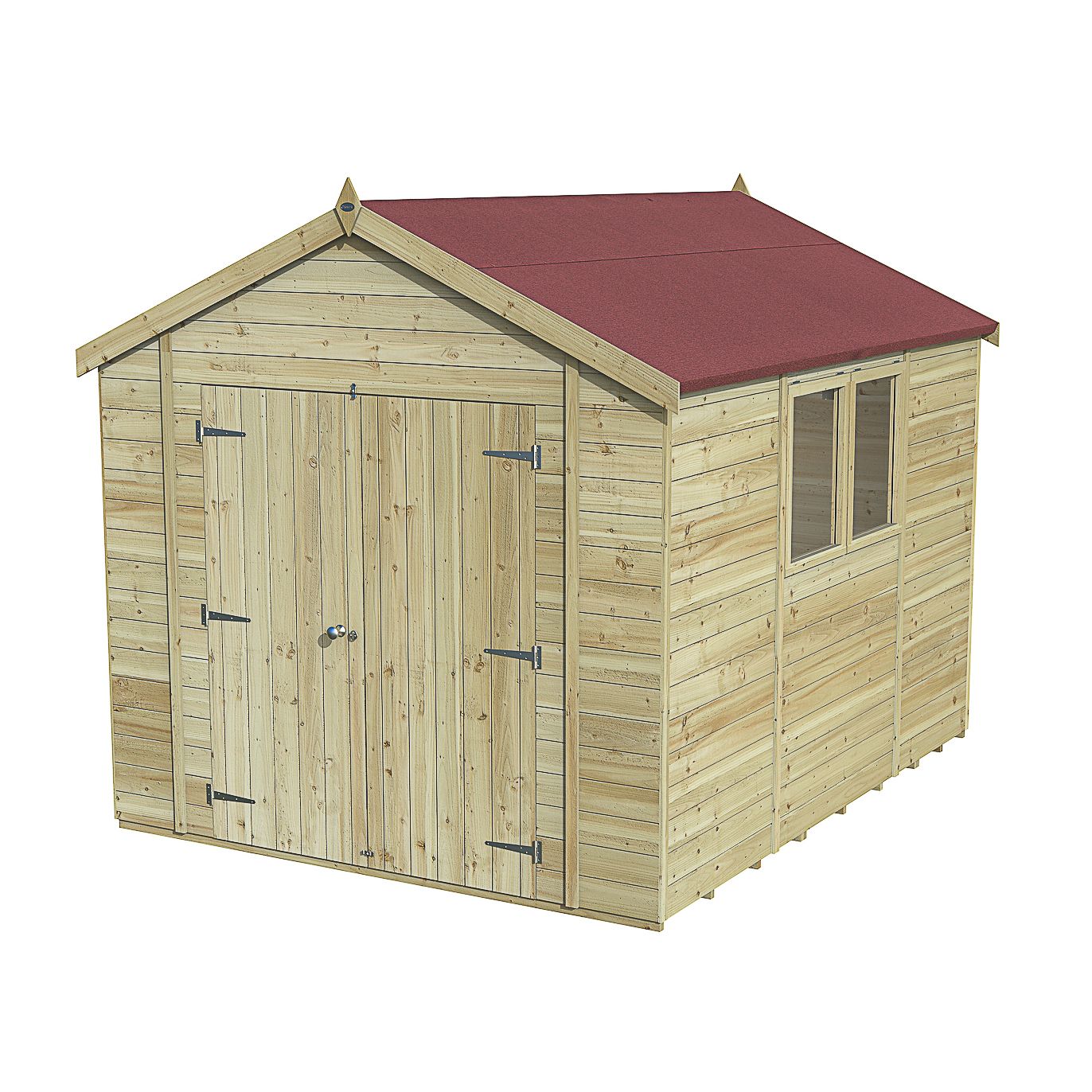 Forest Garden Timberdale 10x8 ft Apex Wooden 2 door Shed with floor (Base included)