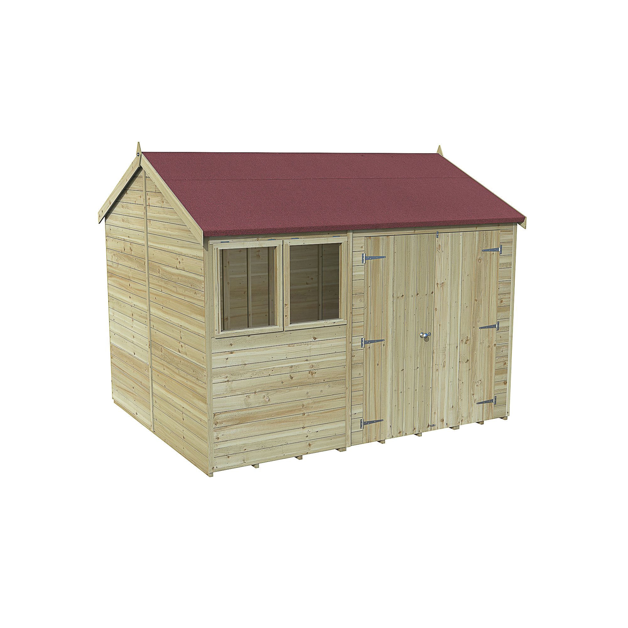Forest Garden Timberdale 10x8 ft Reverse apex Wooden 2 door Shed with floor
