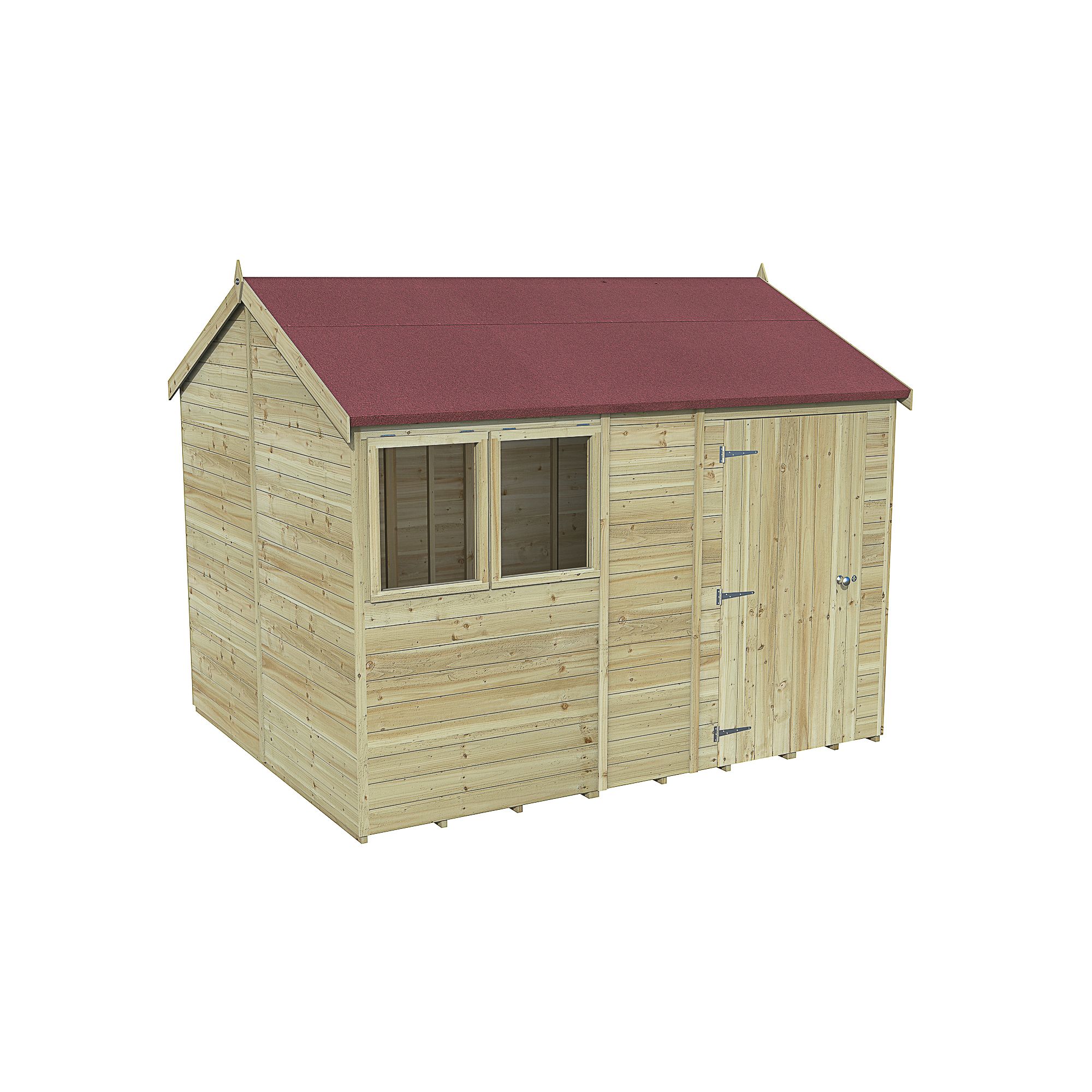 Forest Garden Timberdale 10x8 ft Reverse apex Wooden Shed with floor (Base included)