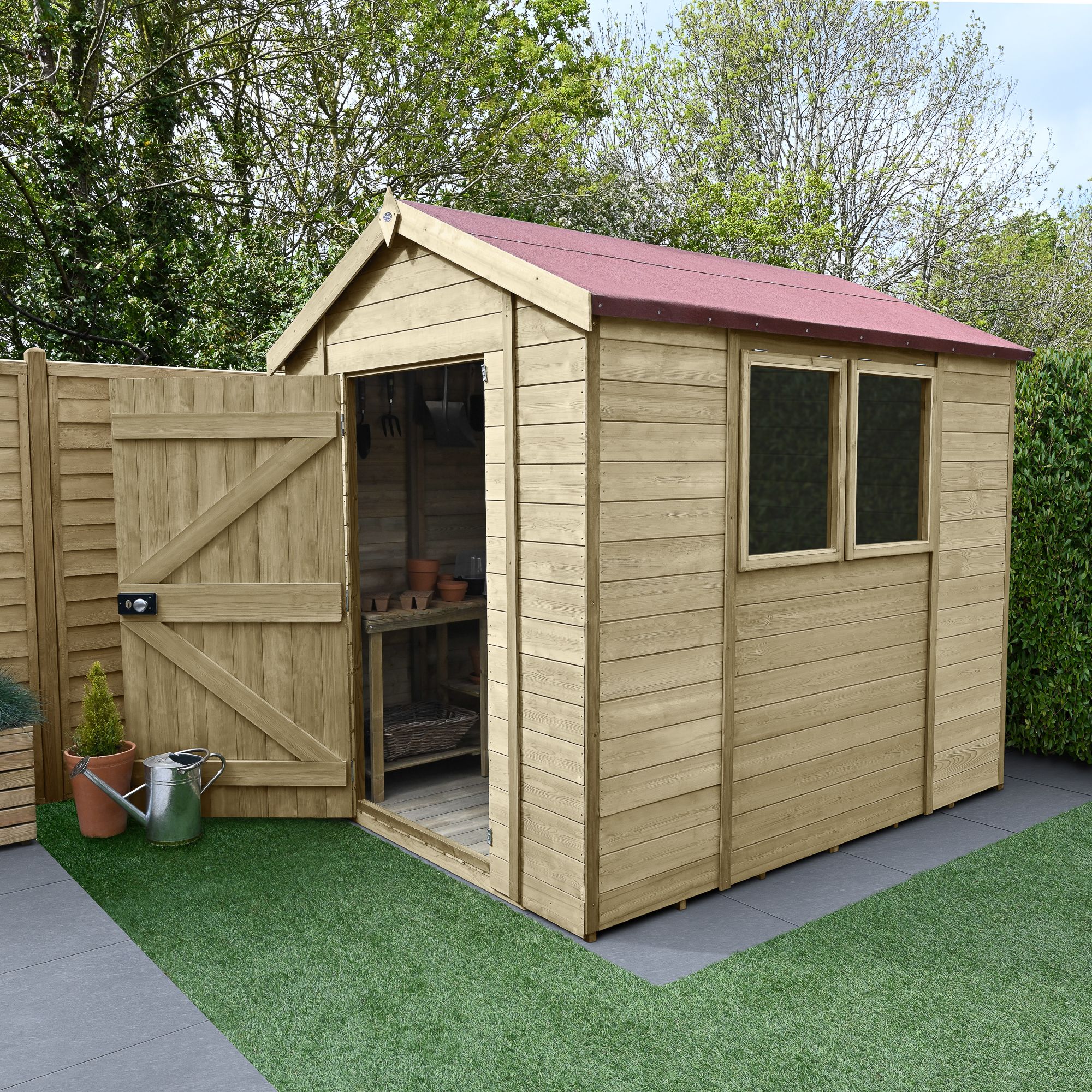 Forest Garden Timberdale 8x6 ft Apex Wooden Shed with floor (Base included)