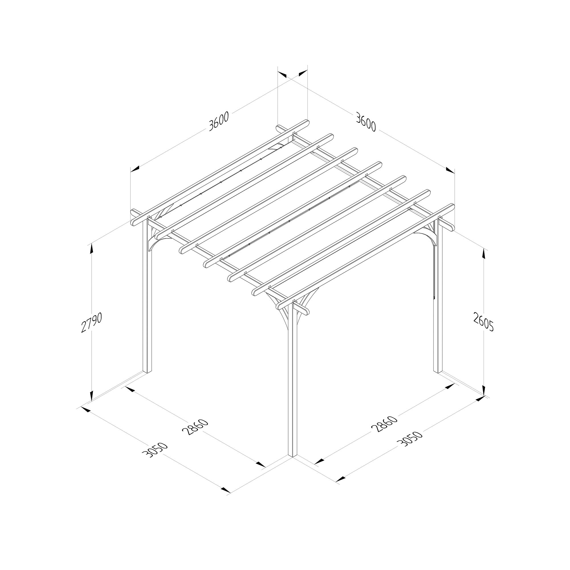 Forest Garden Ultima Cream Pergola & decking kit, x4 Post (H) 2.7m x (W) 3.6m - Canopy included