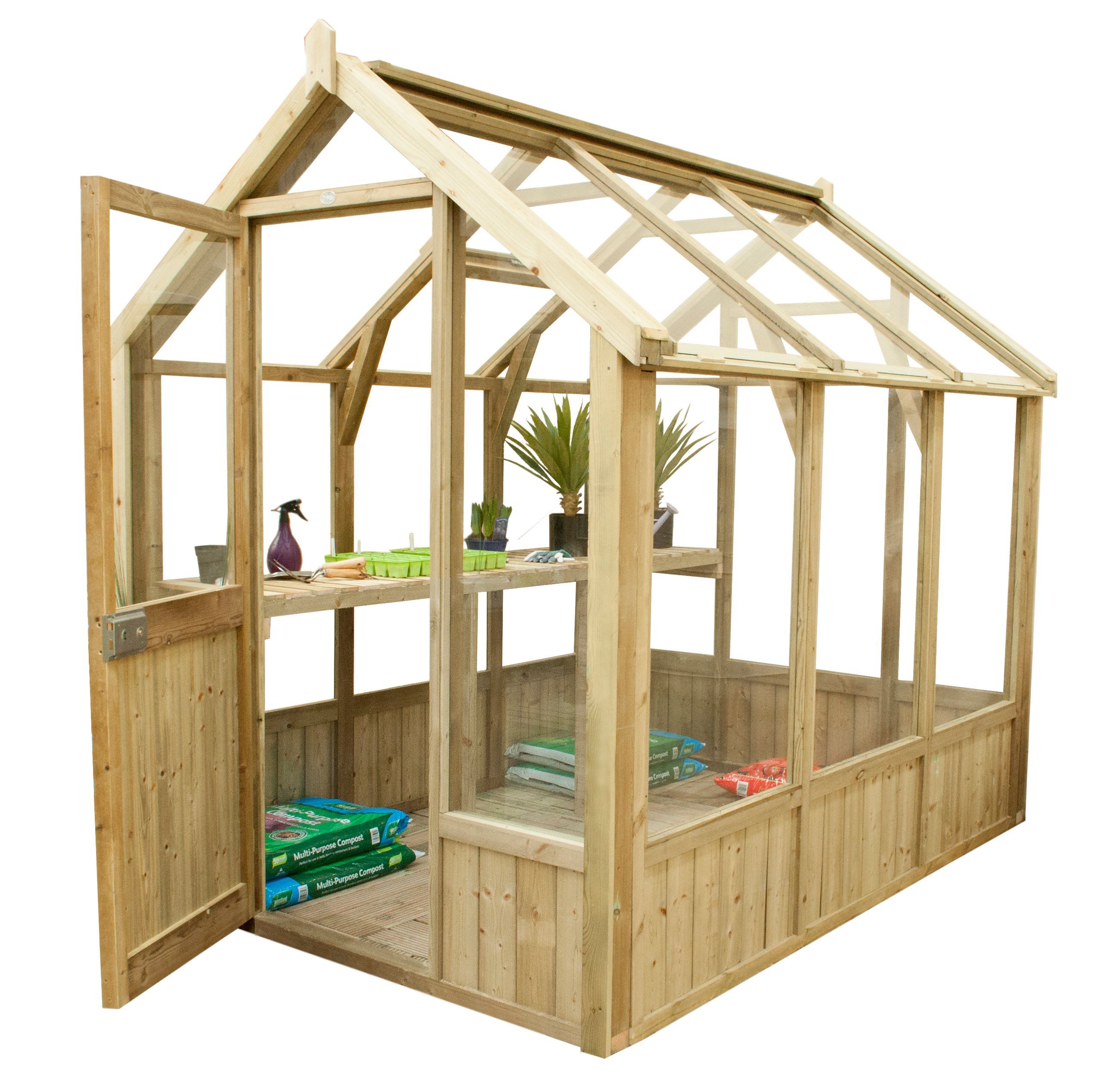 Forest Garden Vale Natural timber 8x6 Greenhouse