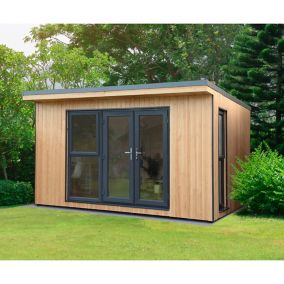 Forest Garden Xtend+ 11x13 ft with Double door & 2 windows Pent Garden office (H)2500mm x (W)4040mm - Assembly service included