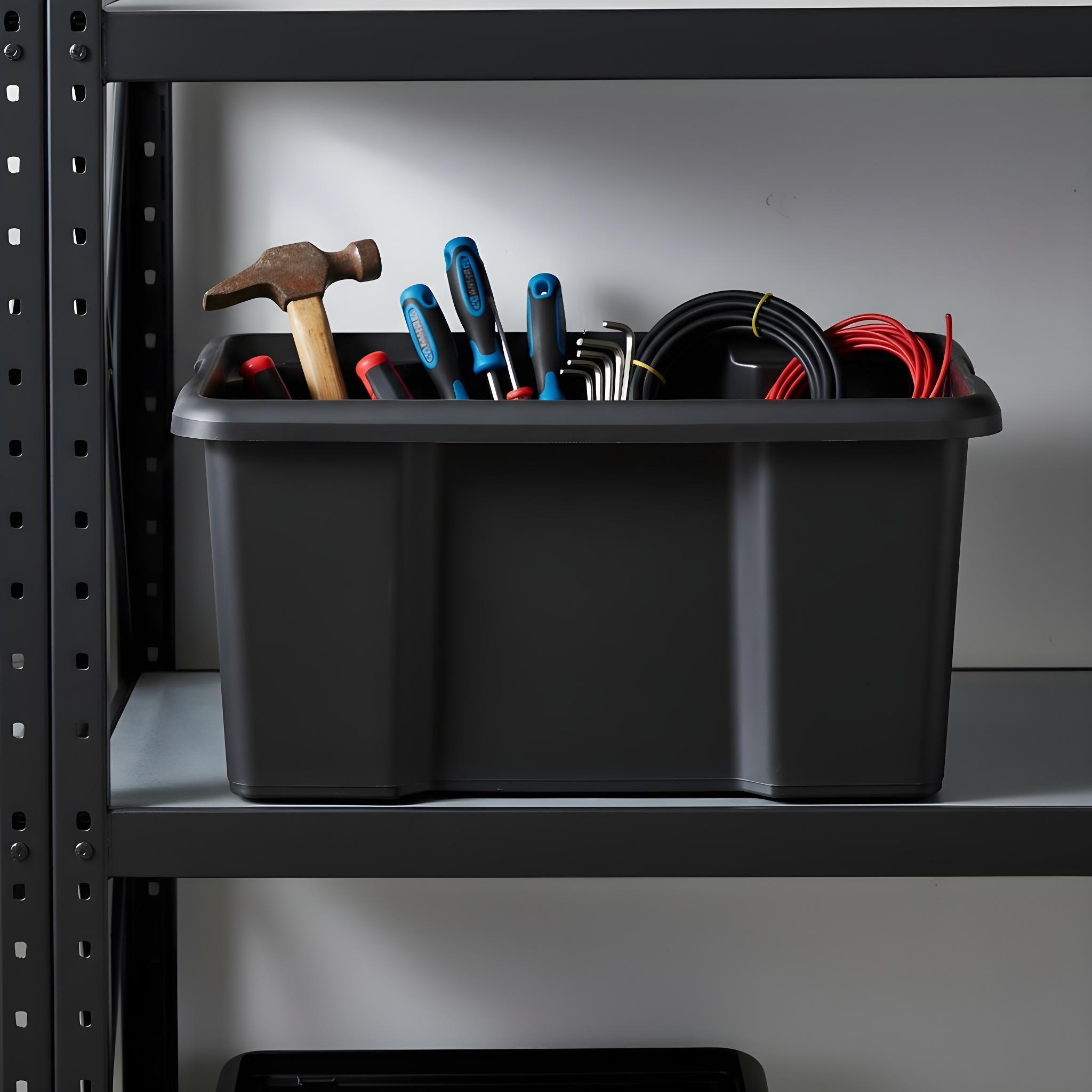 Form Fitty Black 44L Plastic Stackable Storage box