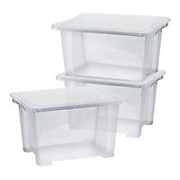 Form Kaze Clear 43L Plastic Stackable Storage box & Lid, Pack of 3