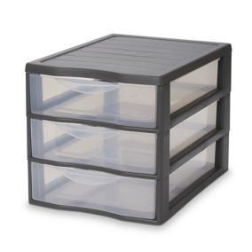 Form Kontor Clear & grey 3 drawer Stackable Plastic Multi-drawer unit