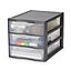 Form Kontor Clear & grey 45L 3 drawer Stackable Tower unit
